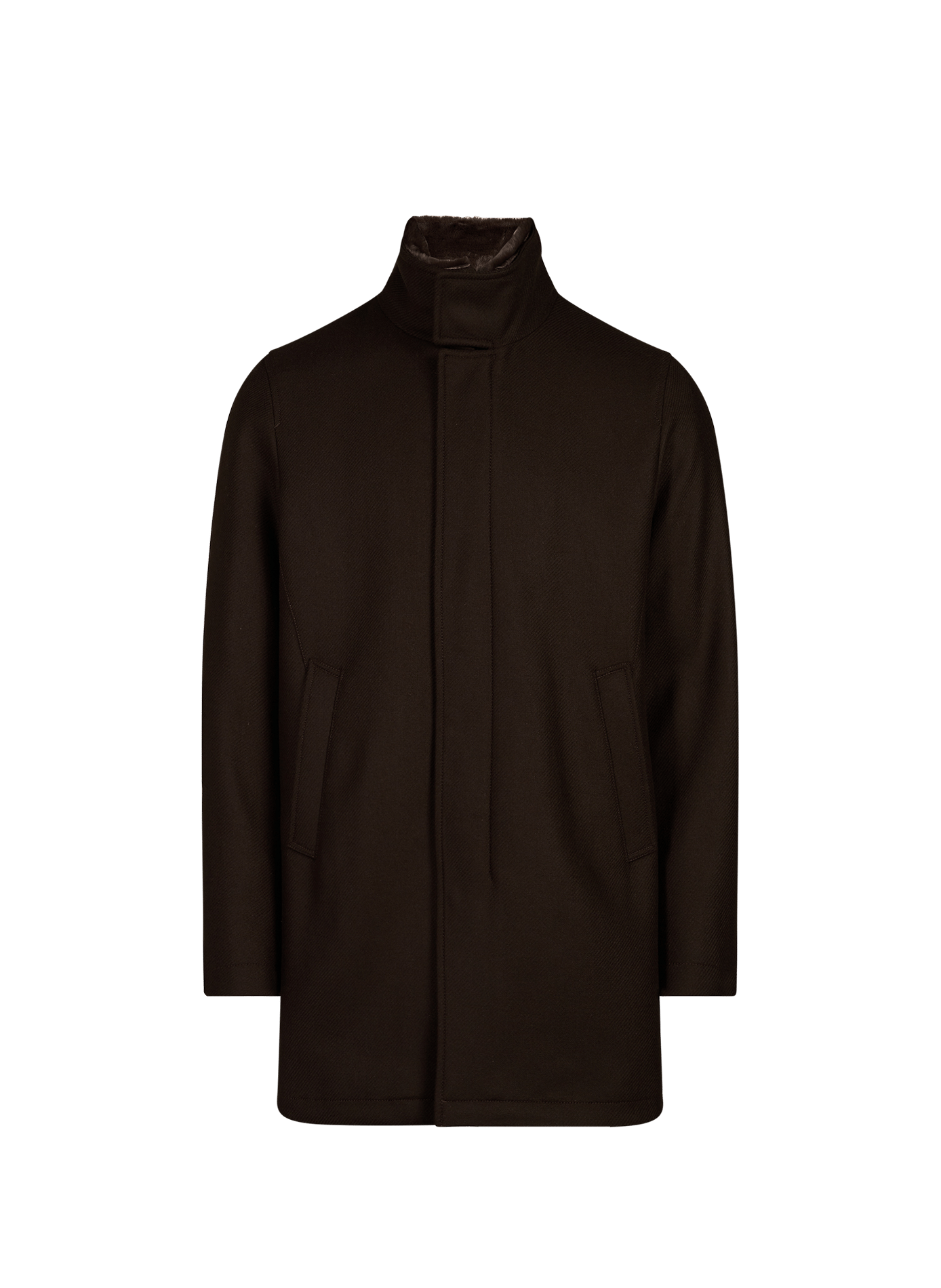 Straight wool blend high neck jacket HERNO Brown