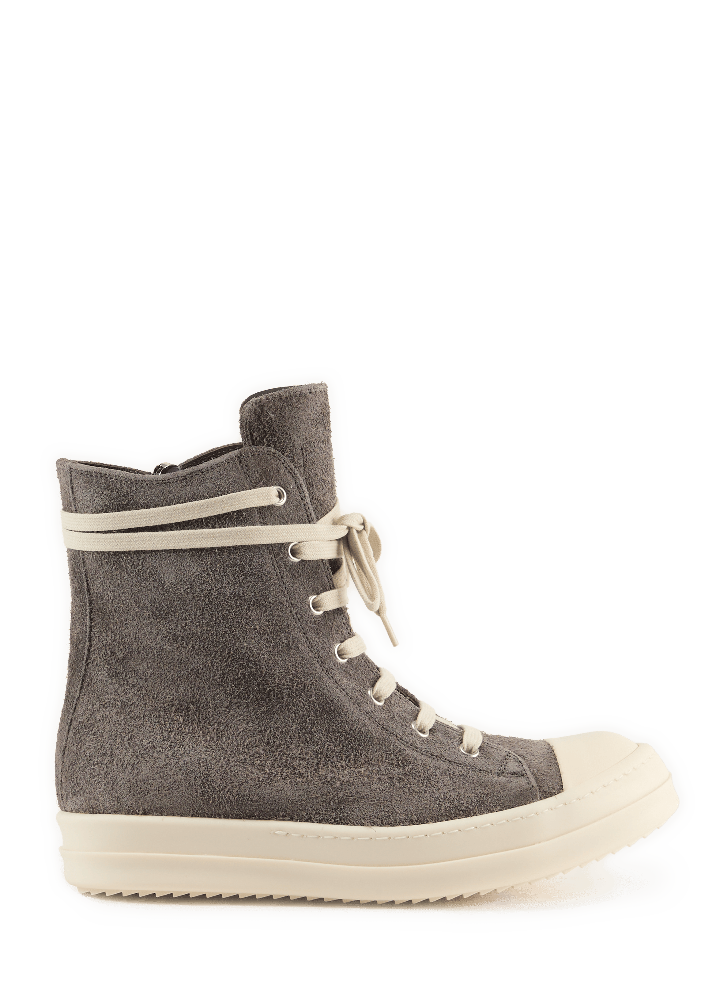 High-top zip-up suede leather trainers RICK OWENS Beige