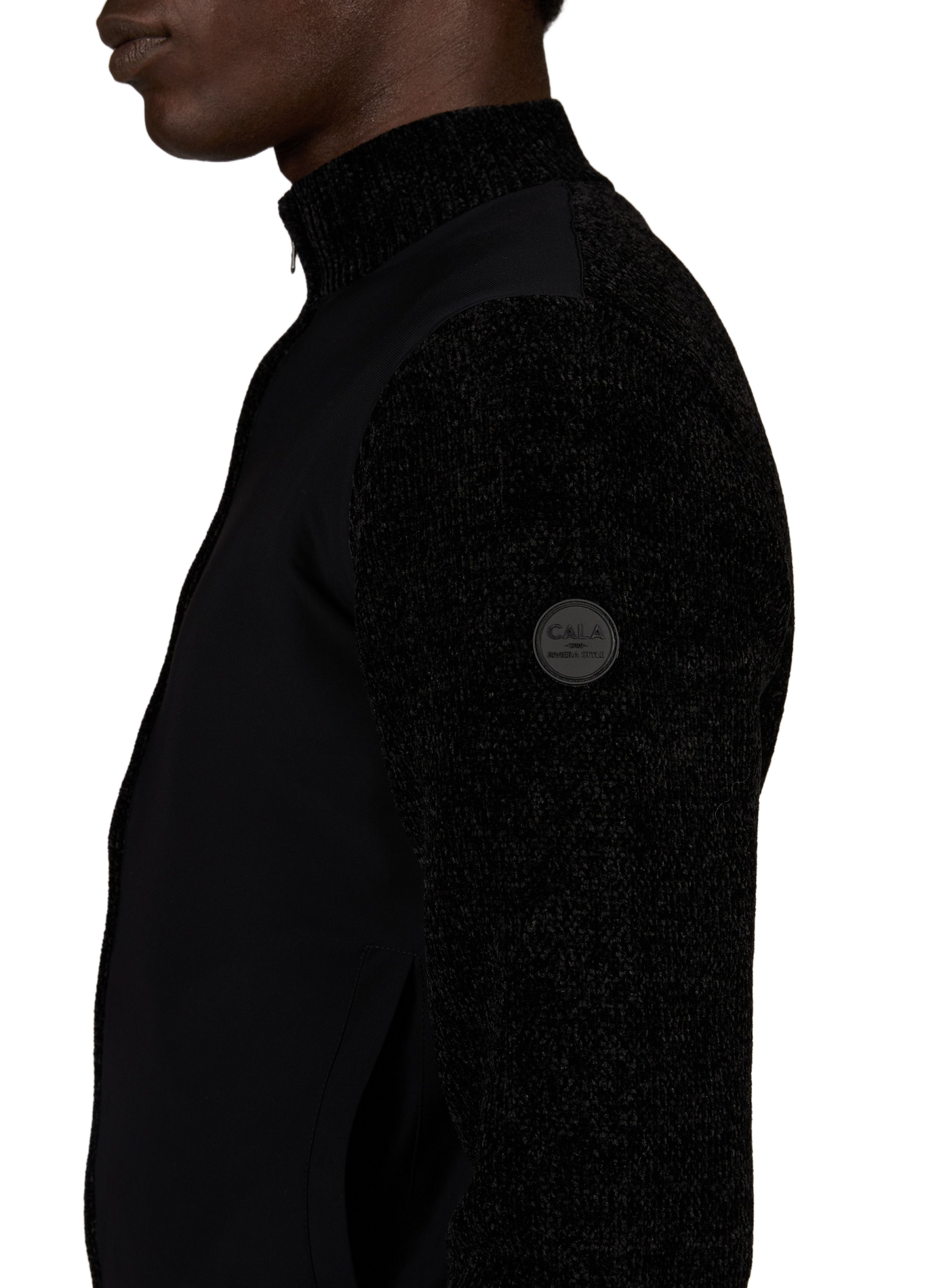 Ario Gordona straight-fit jacket with high neck in two materials 1789 CALA Black
