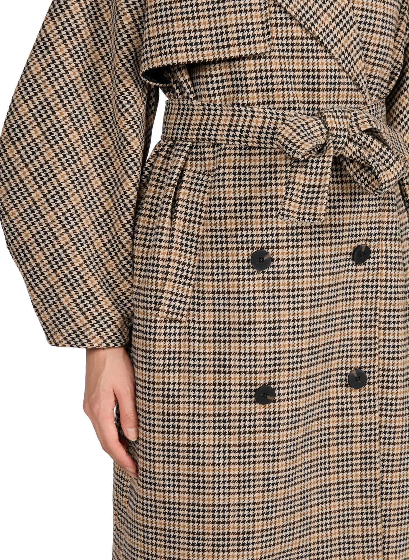 Belted houndstooth coat VILA Brown