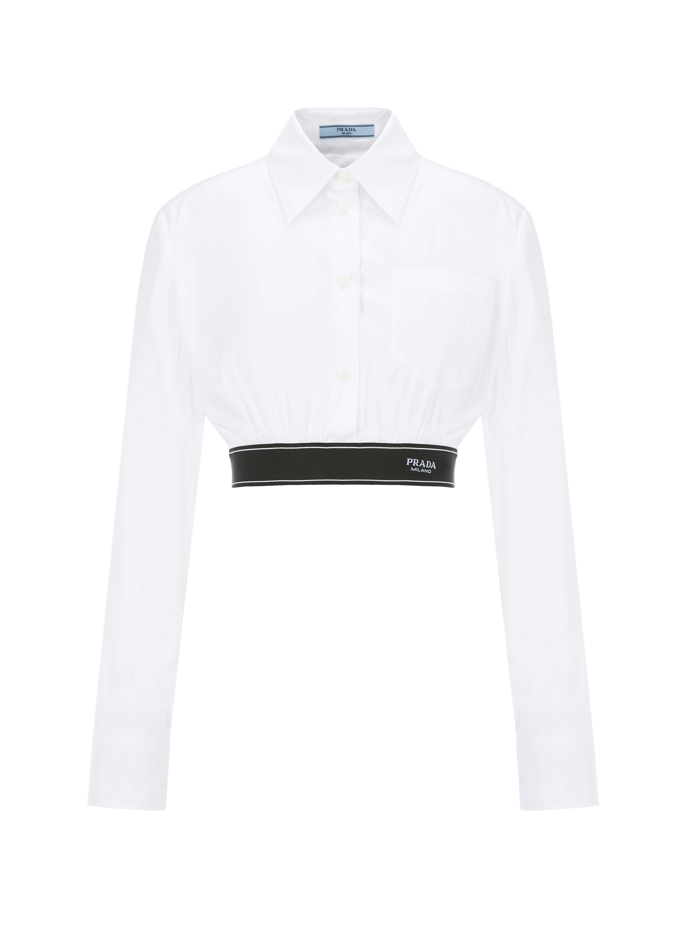 Chemise cropped en popeline de coton