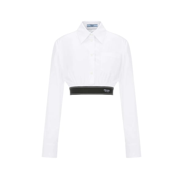 Chemise cropped en popeline de coton