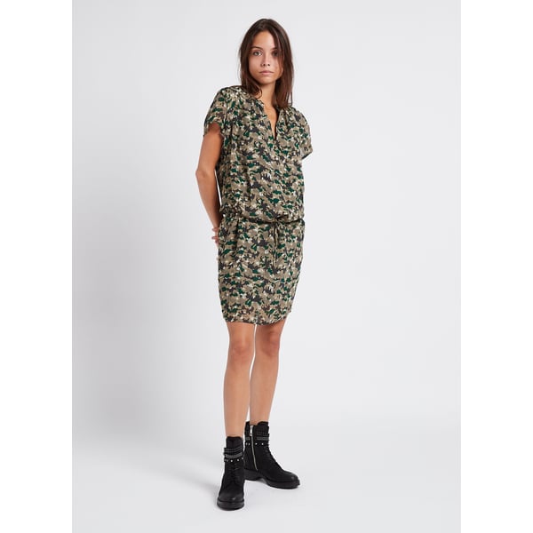 Robe droite encolure tunisienne imprimée