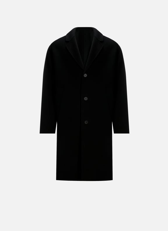 Manteau droit Camel à col taiilleur en laine Noir by SAISON 1865 SAISON 1865 Manteau droit Camel à col taiilleur en laine Noir