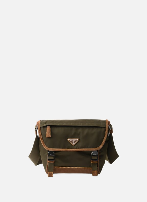 Sac porté épaule en re-nylon et veau velours Vert by PRADA PRADA Sac porté épaule en re-nylon et veau velours Vert