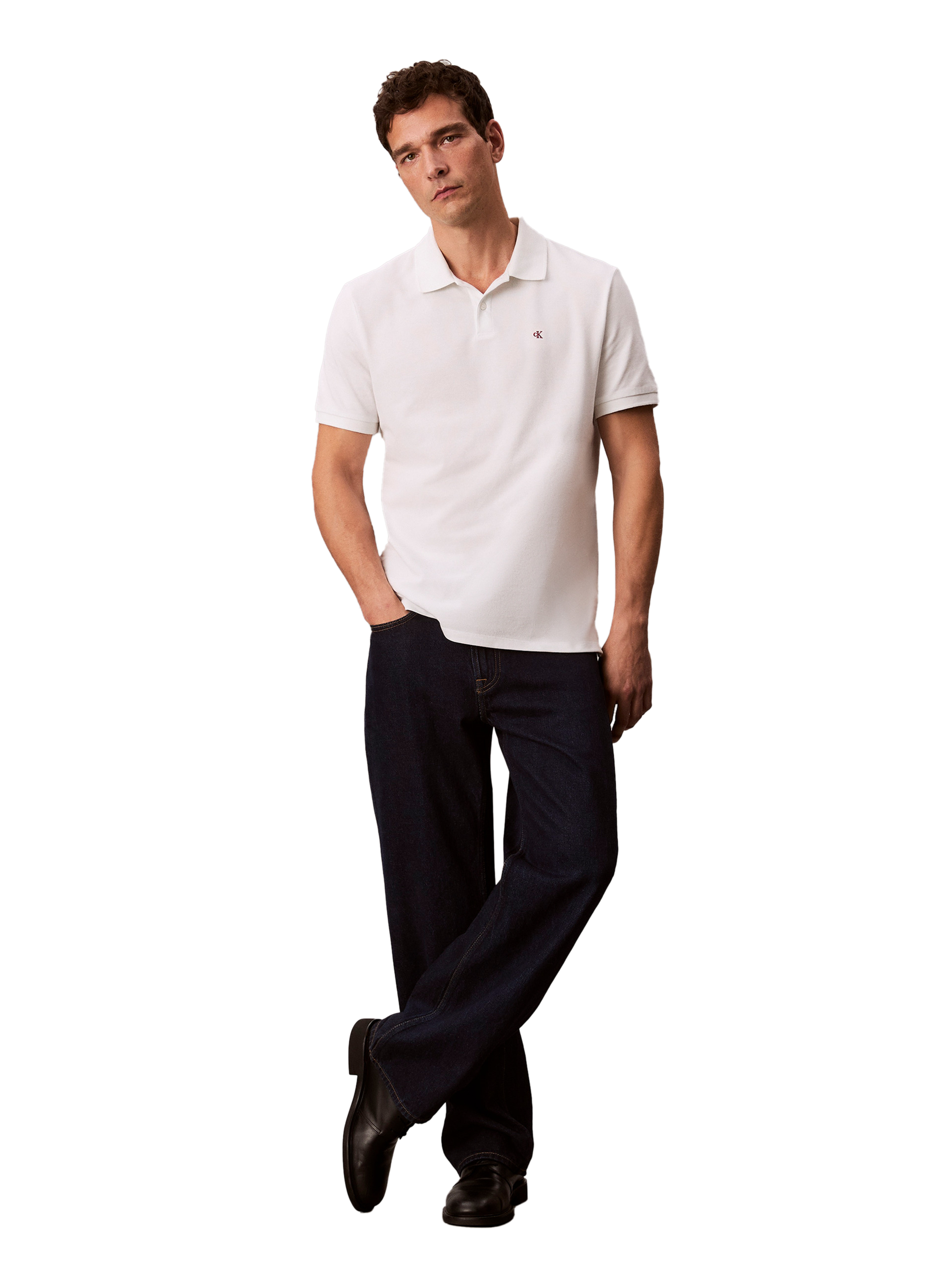 Polo manches courtes en coton CALVIN KLEIN Blanc