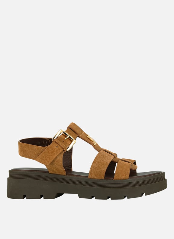 Sandales compensées en cuir londres Marron by JONAK JONAK Sandales compensées en cuir londres Marron