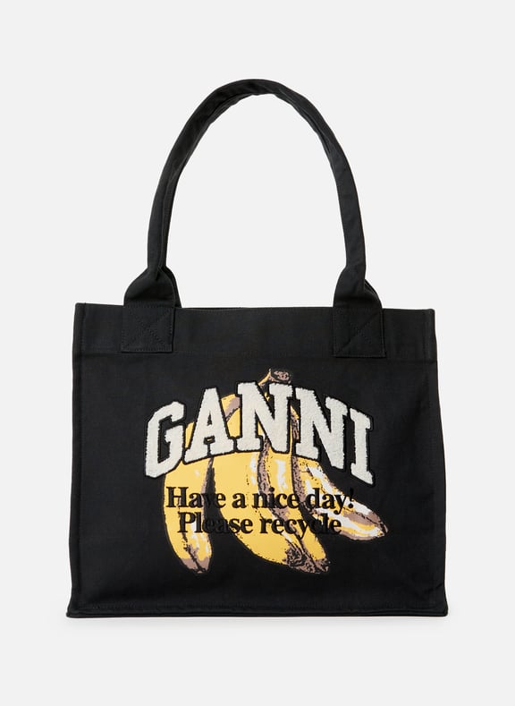 Sac cabas à logo Noir by GANNI GANNI Sac cabas à logo Noir