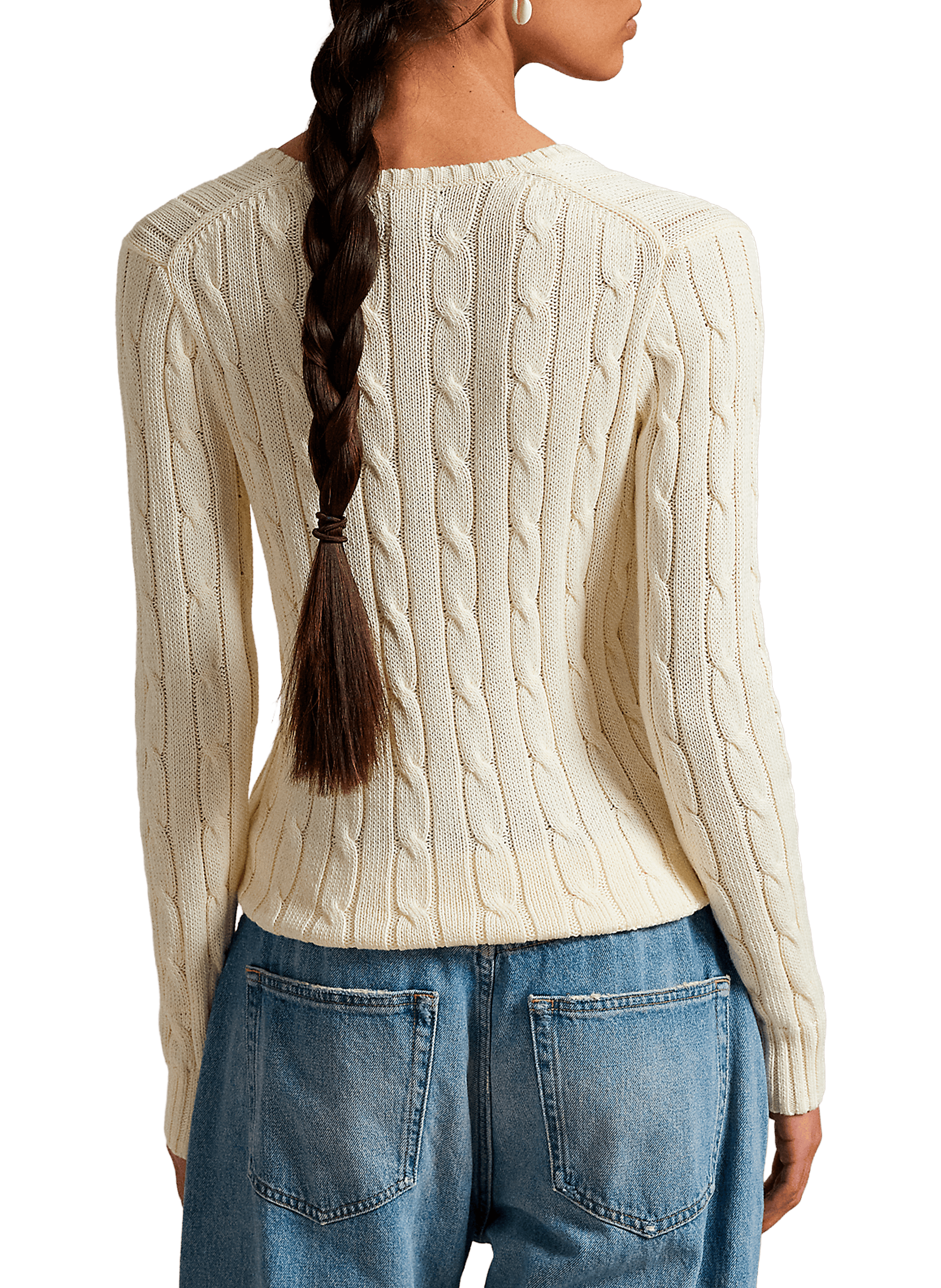 Pull col V en coton POLO RALPH LAUREN Beige