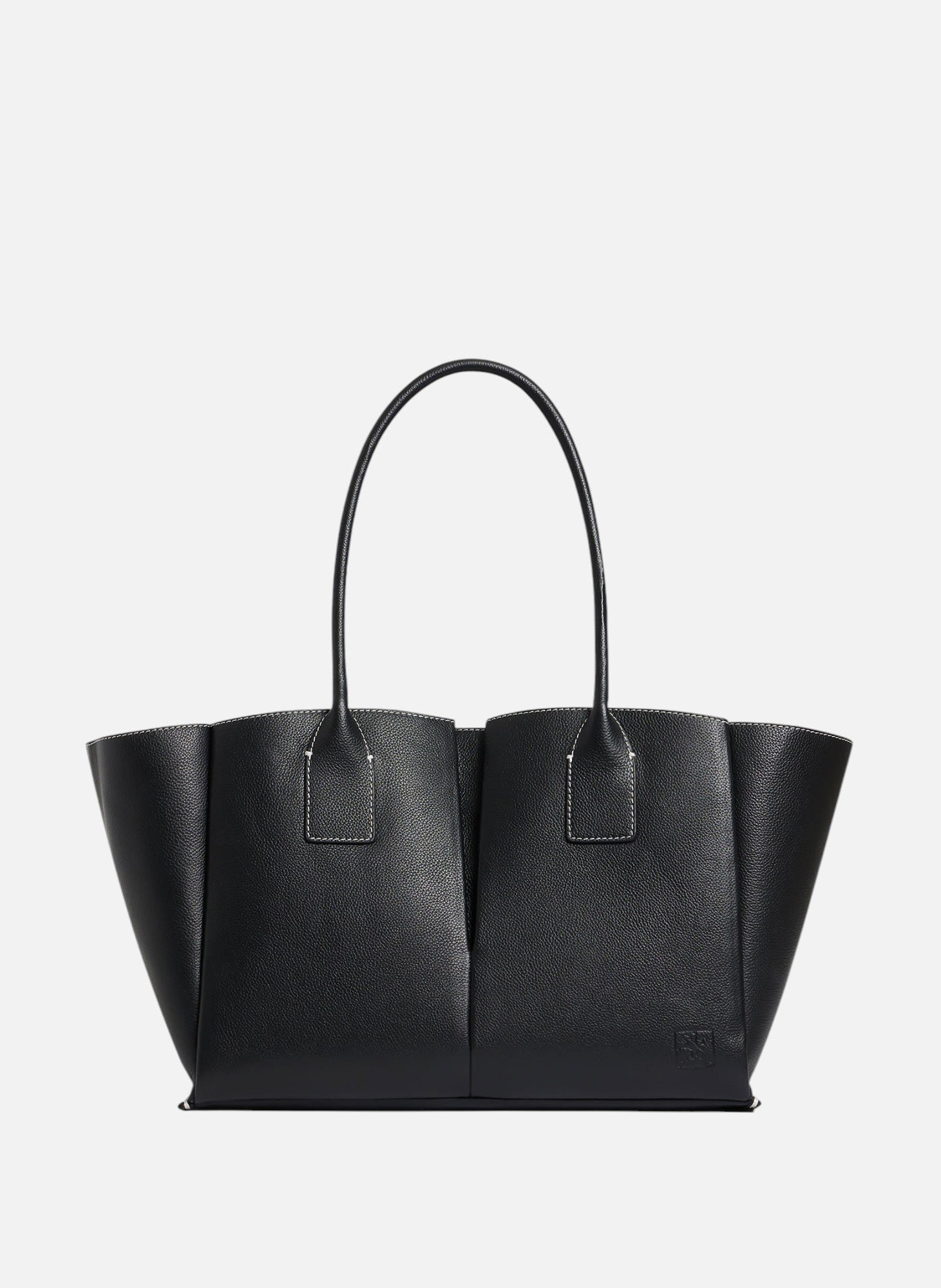 Grand sac cabas elena en cuir grainé  Noir