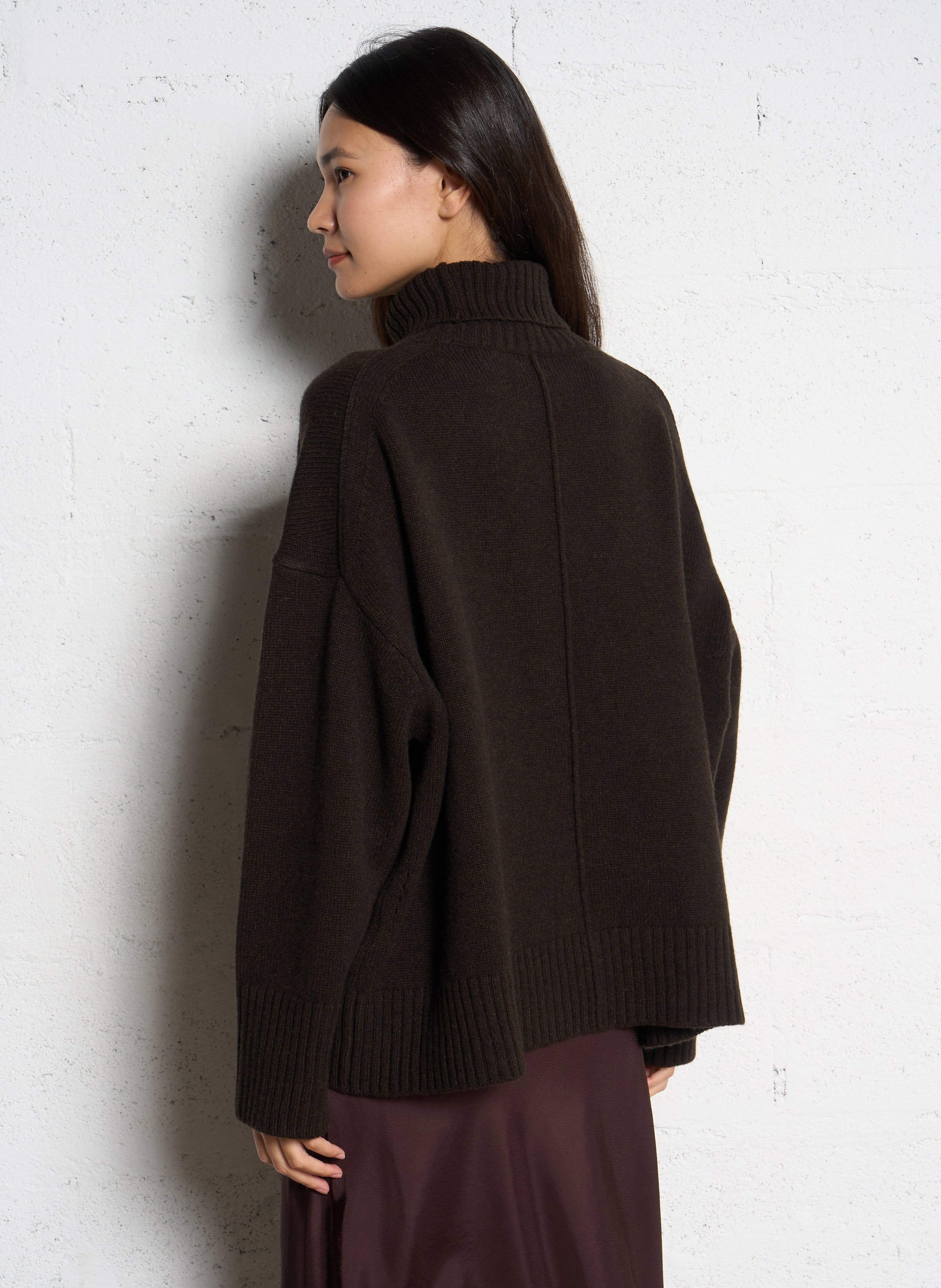 Pull col roulé oversize en laine william SOEUR Marron
