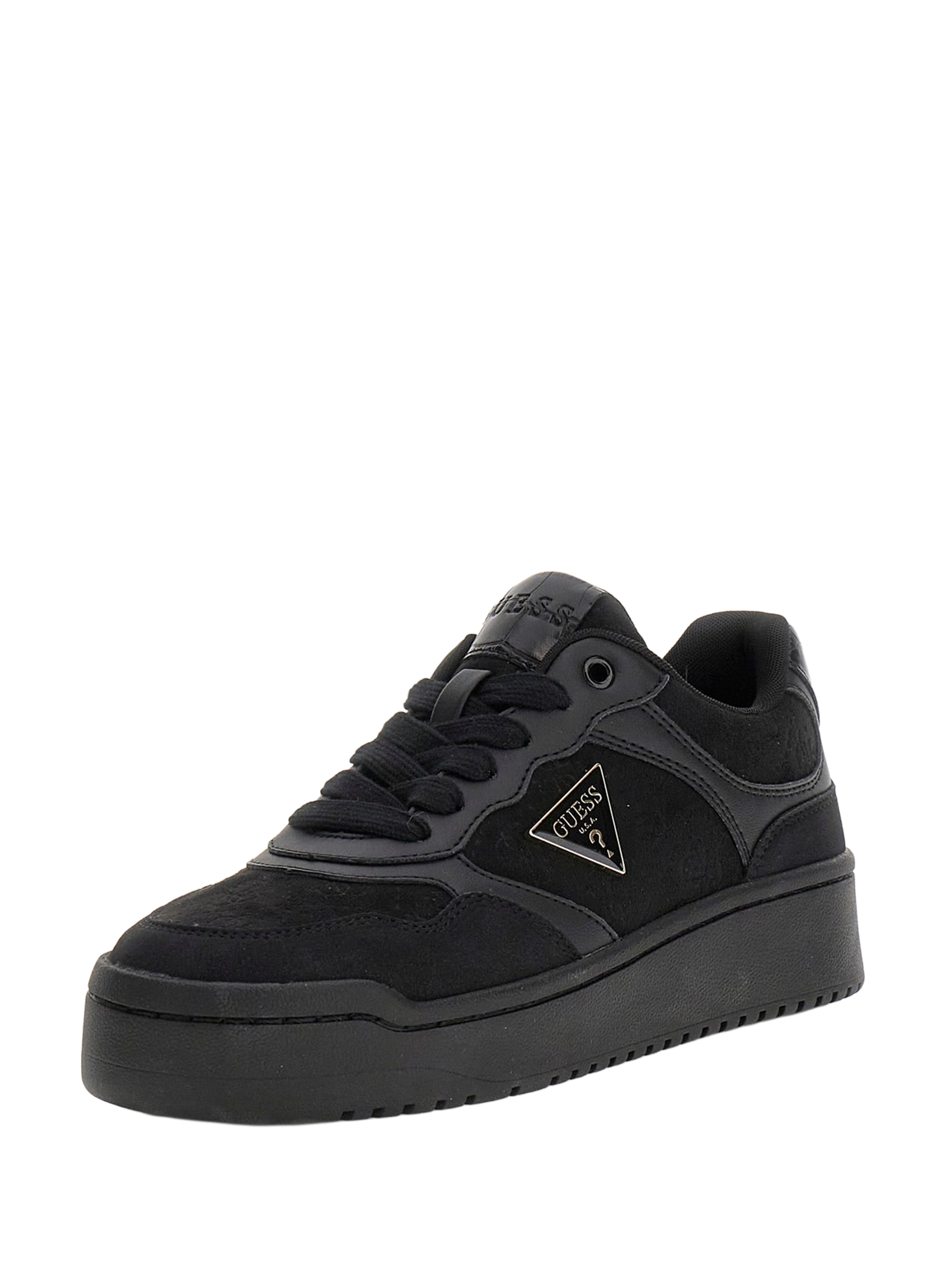 Sneakers with printed logo in suede leather GUESS Black
