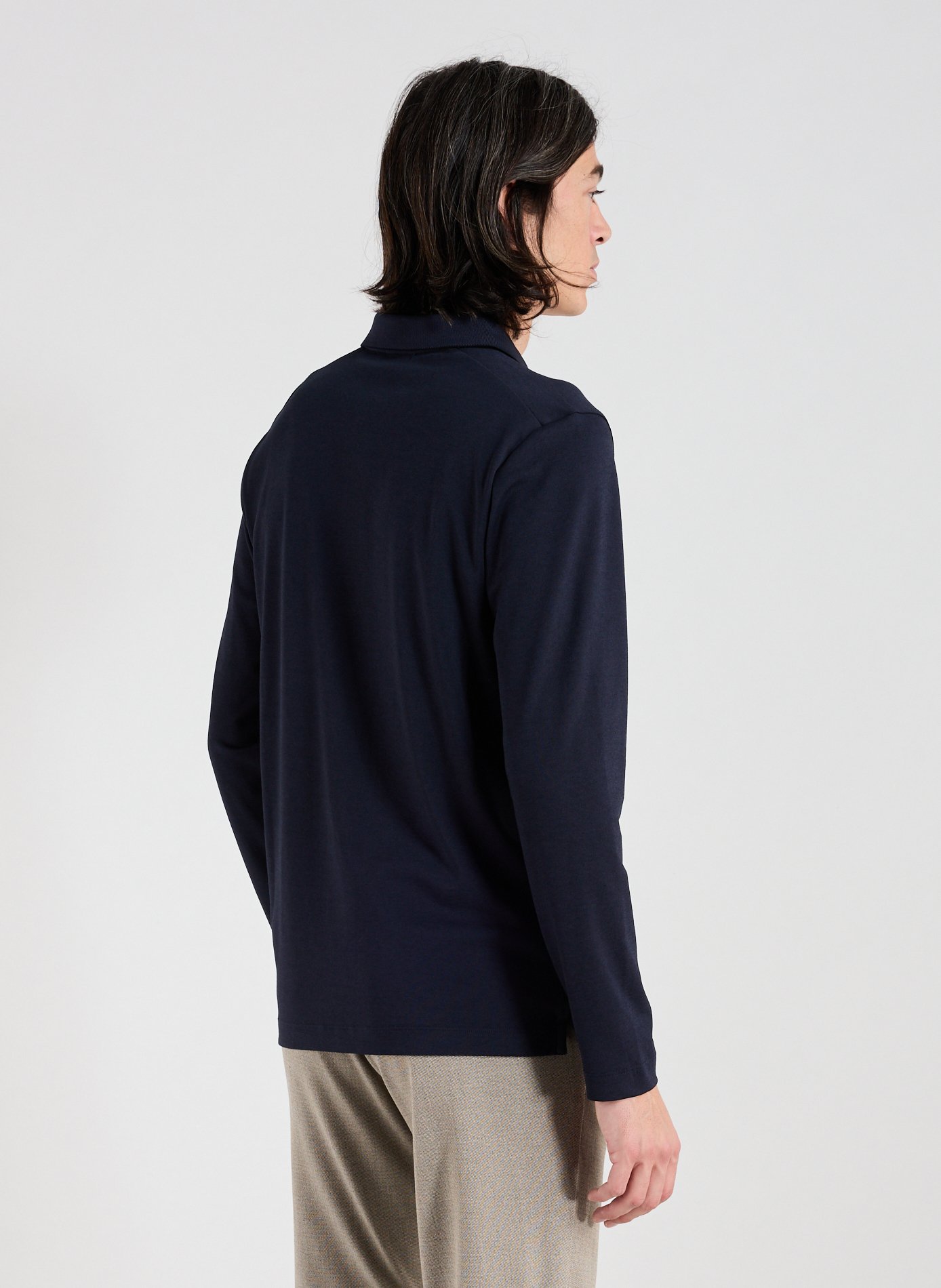 Long-sleeve cotton blend polo shirt STRELLSON Blue