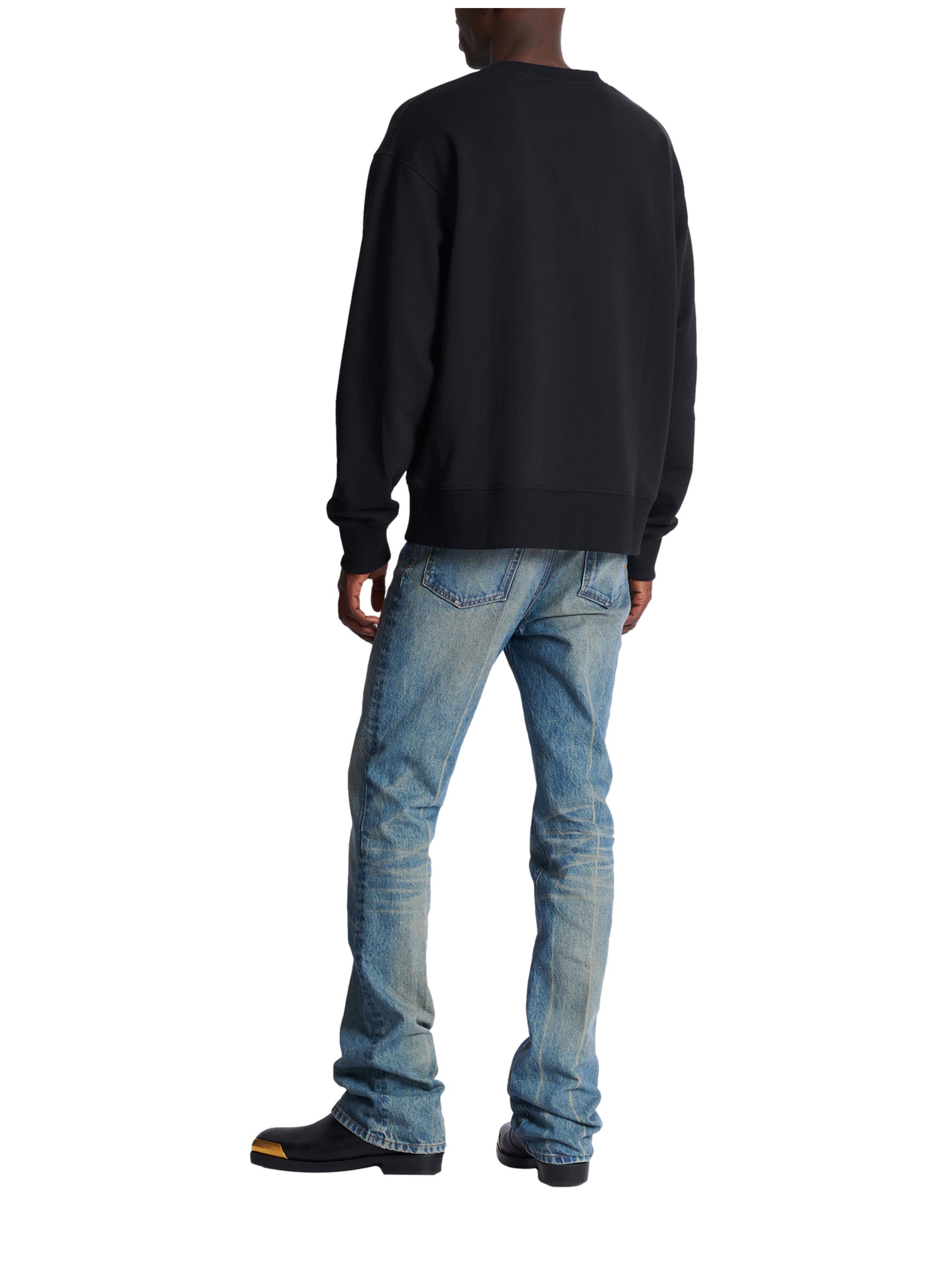 Sweatshirt en coton avec imprimé BALMAIN Noir