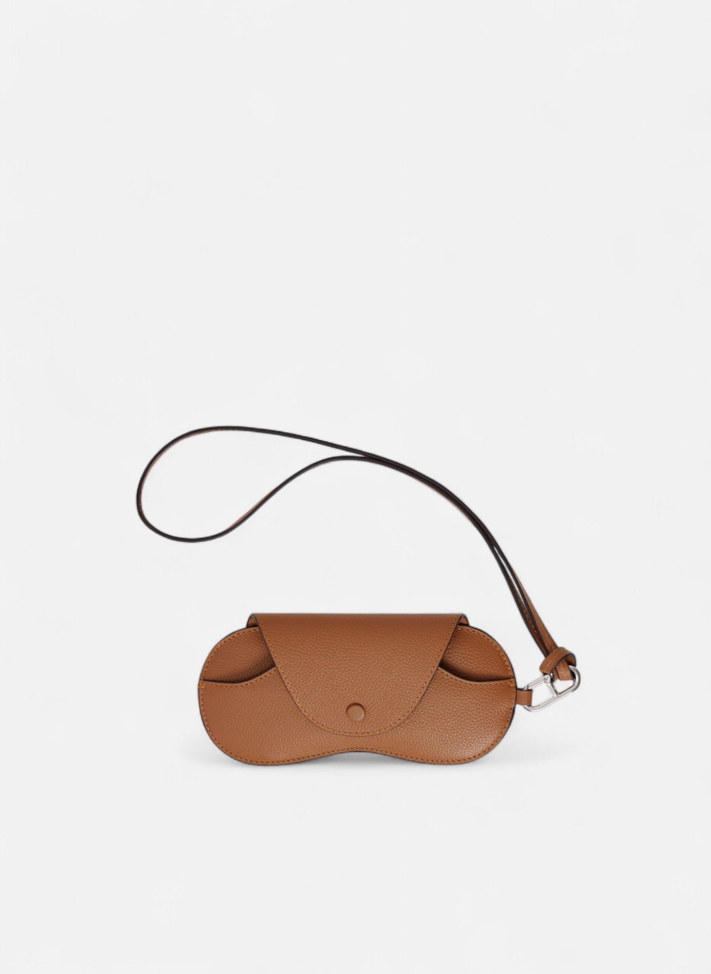 Etui à lunettes charms en cuir grainé LE TANNEUR Marron