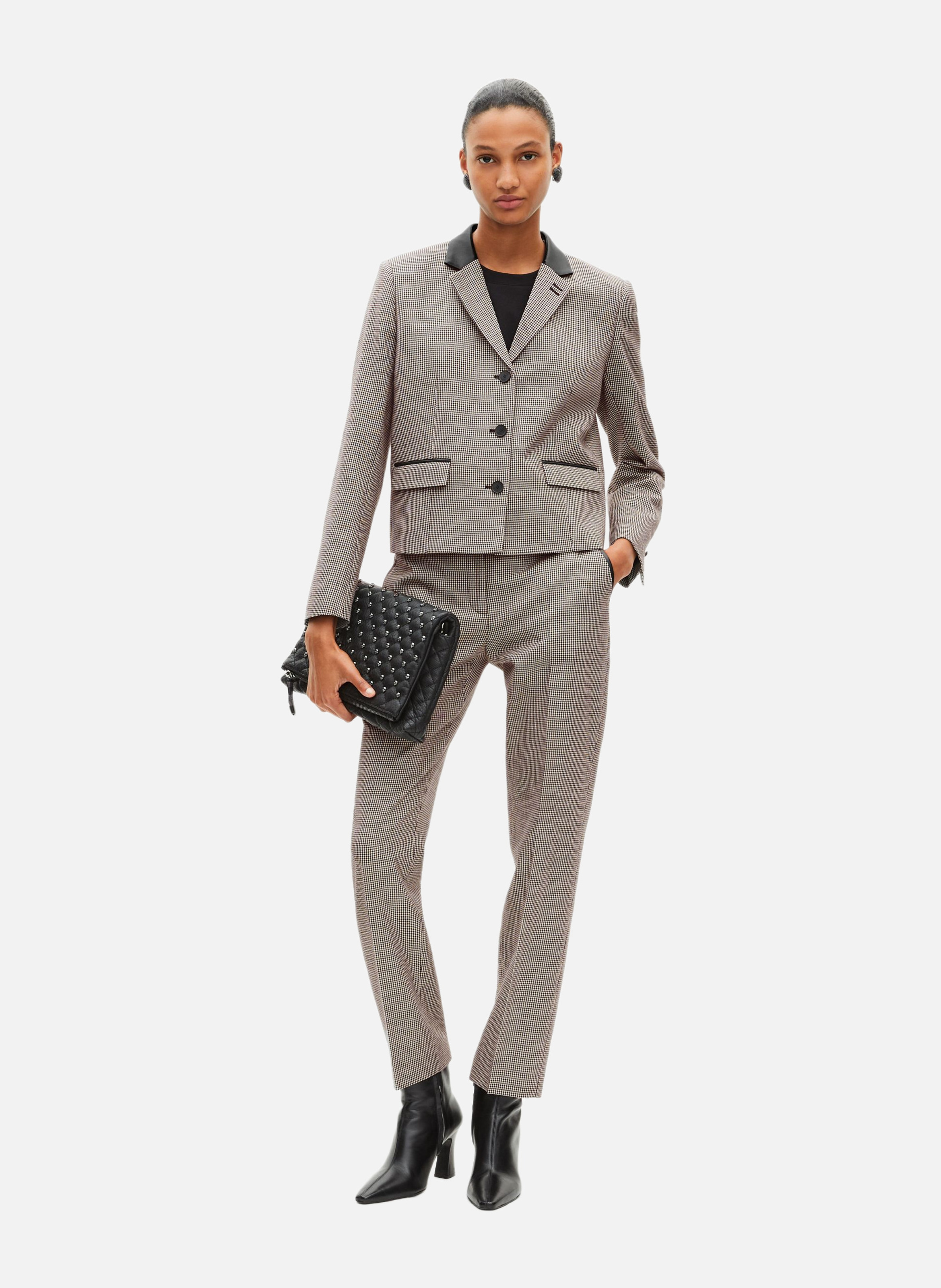 Veste tailleur en pied de poule courte THE KOOPLES Noir