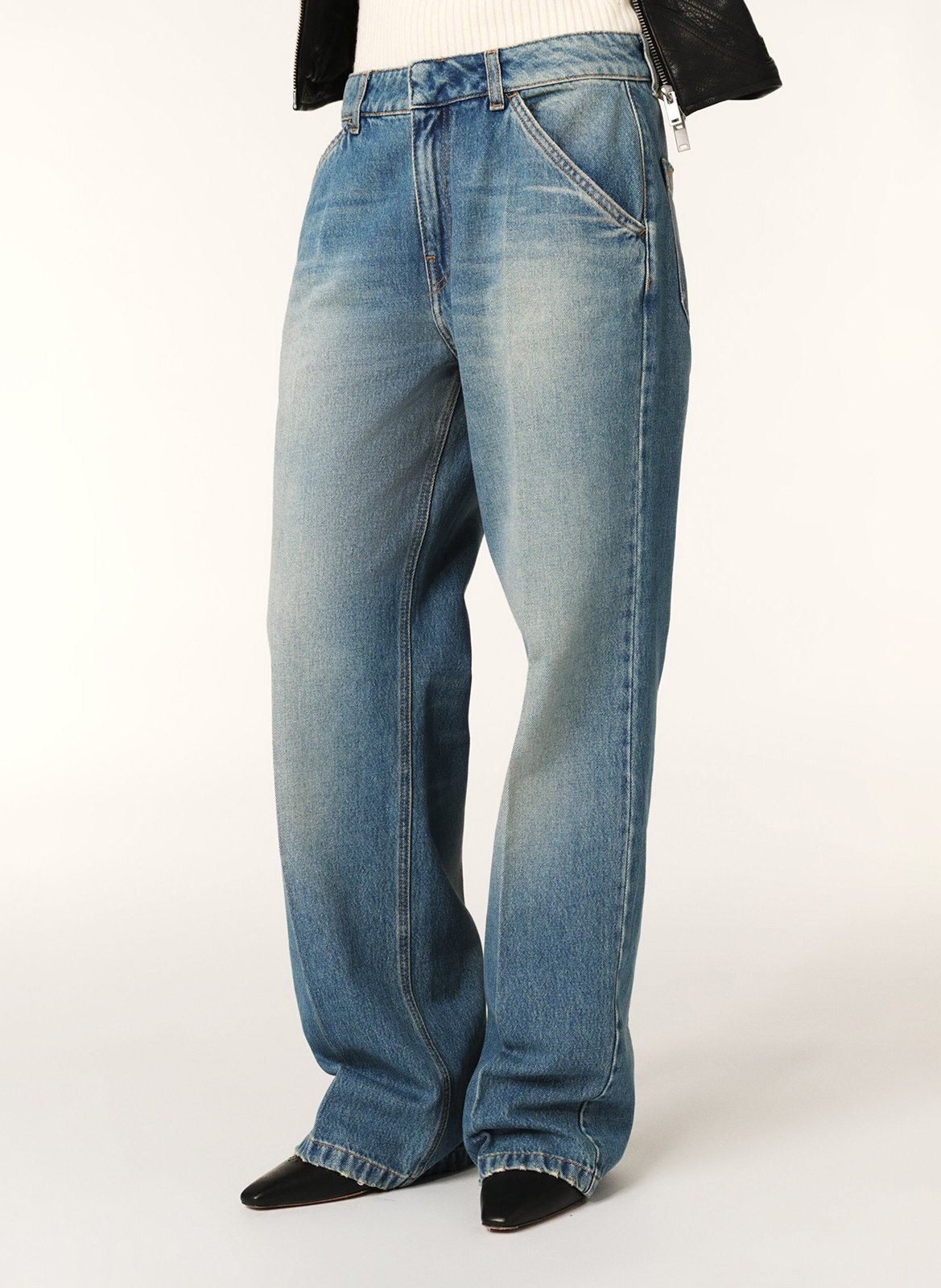 Jean large délavé en coton vecchi BA&SH Bleu