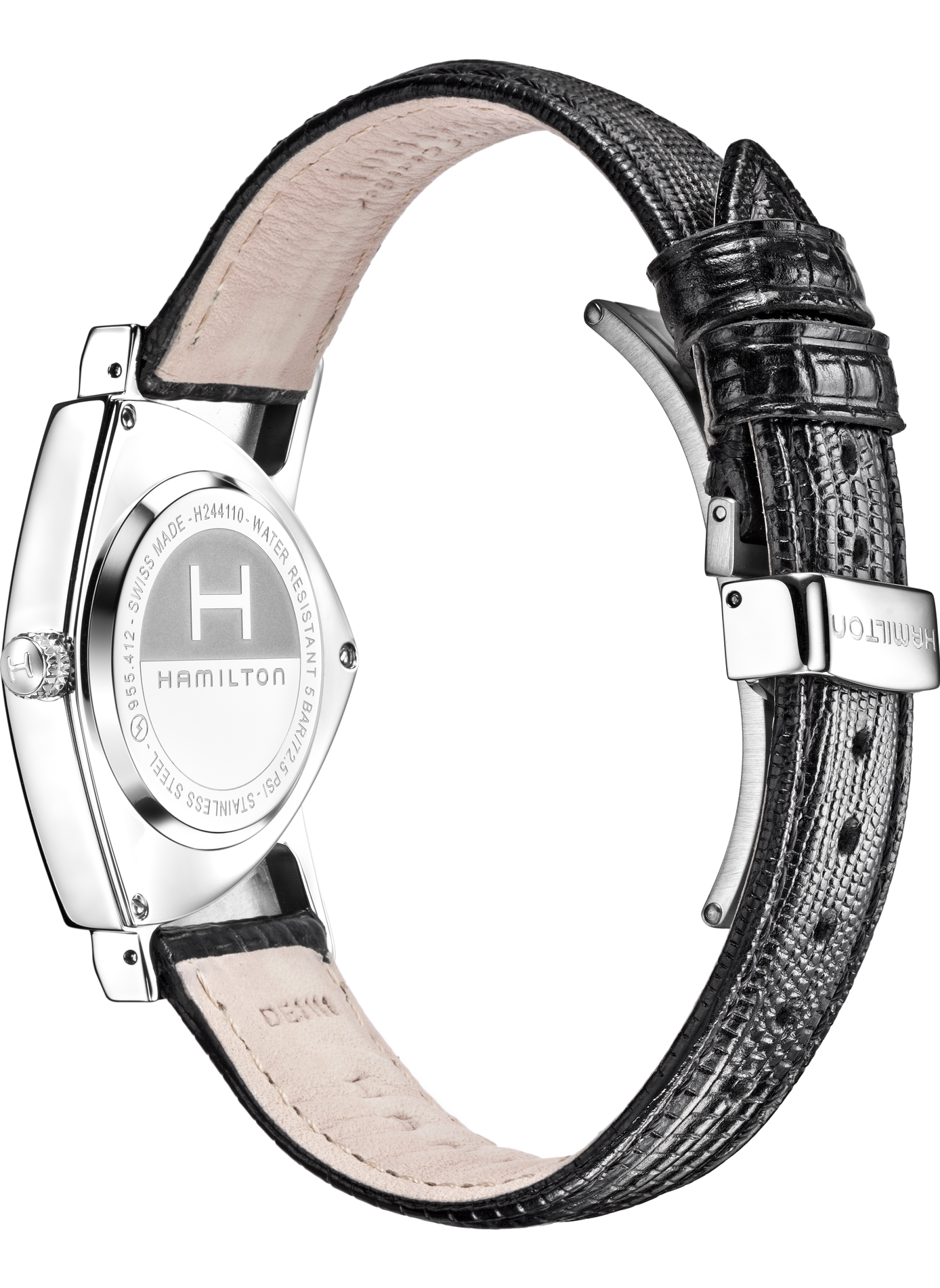 Montre à quartz en cuir et acier inoxydable HAMILTON Noir