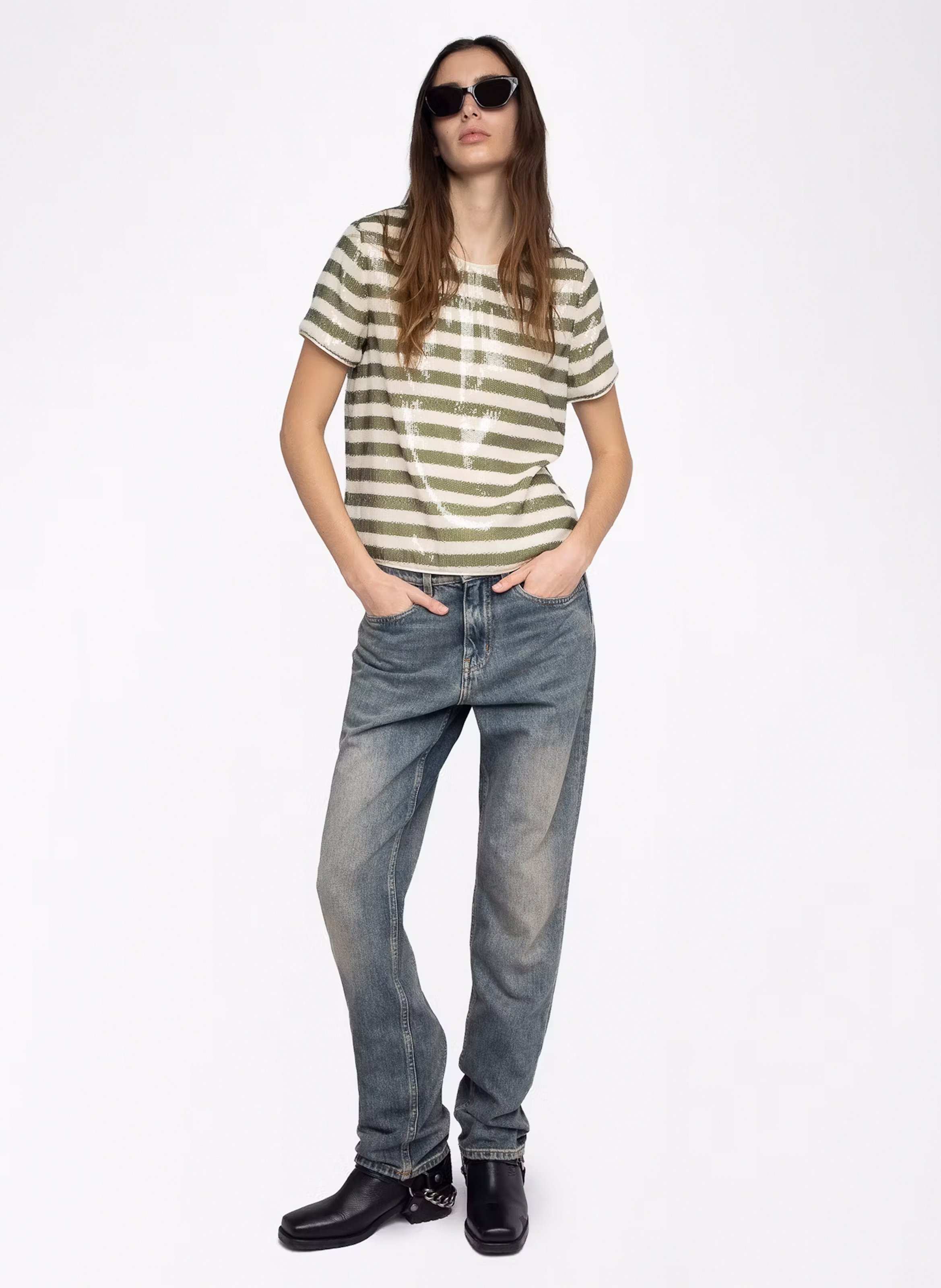 Top col rond à sequins tchao ZADIG&VOLTAIRE Vert