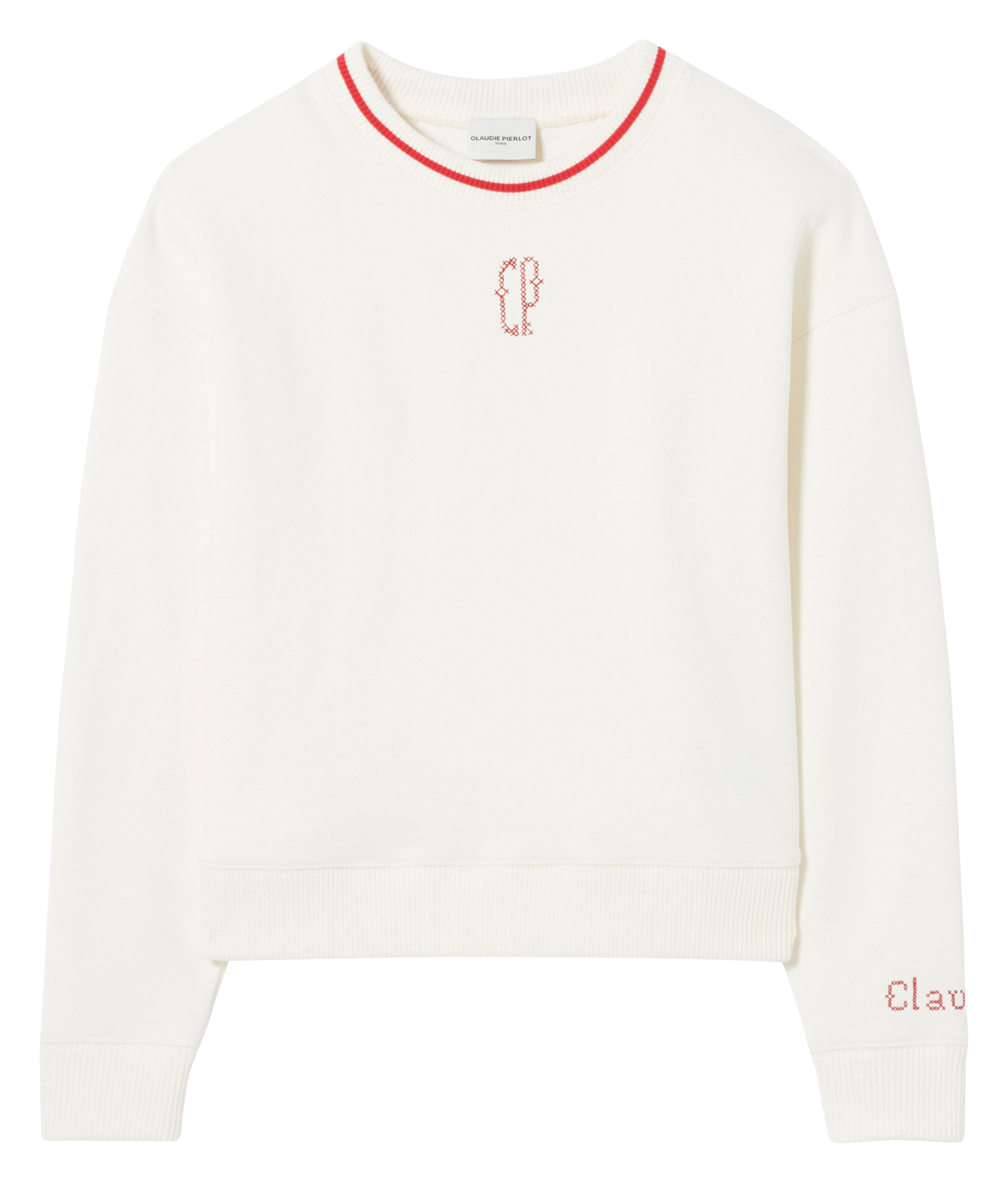 Sweat col rond en coton CLAUDIE PIERLOT Beige