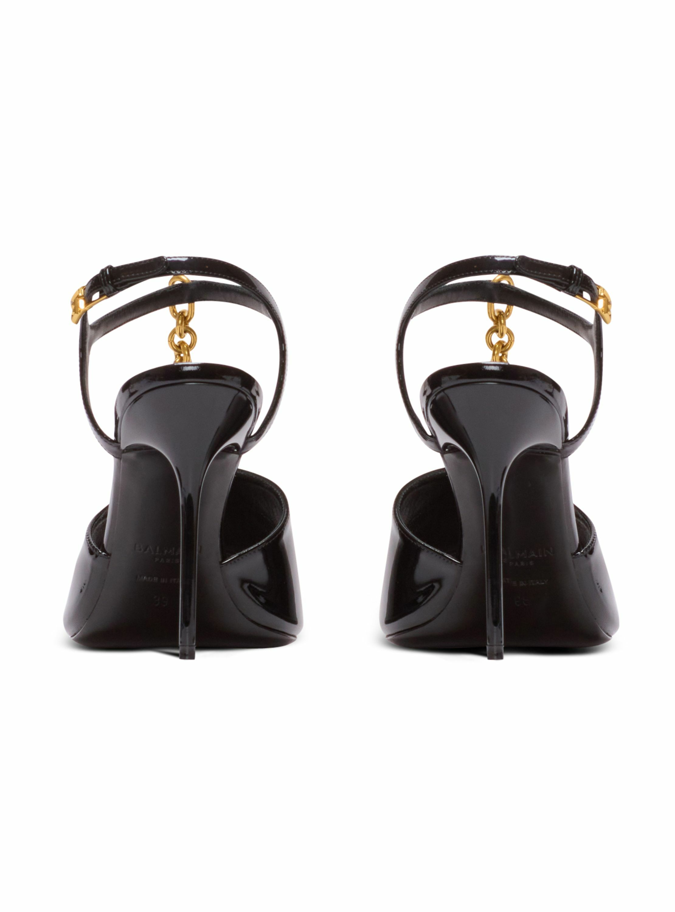 Sandales à talons sync en cuir verni BALMAIN Noir