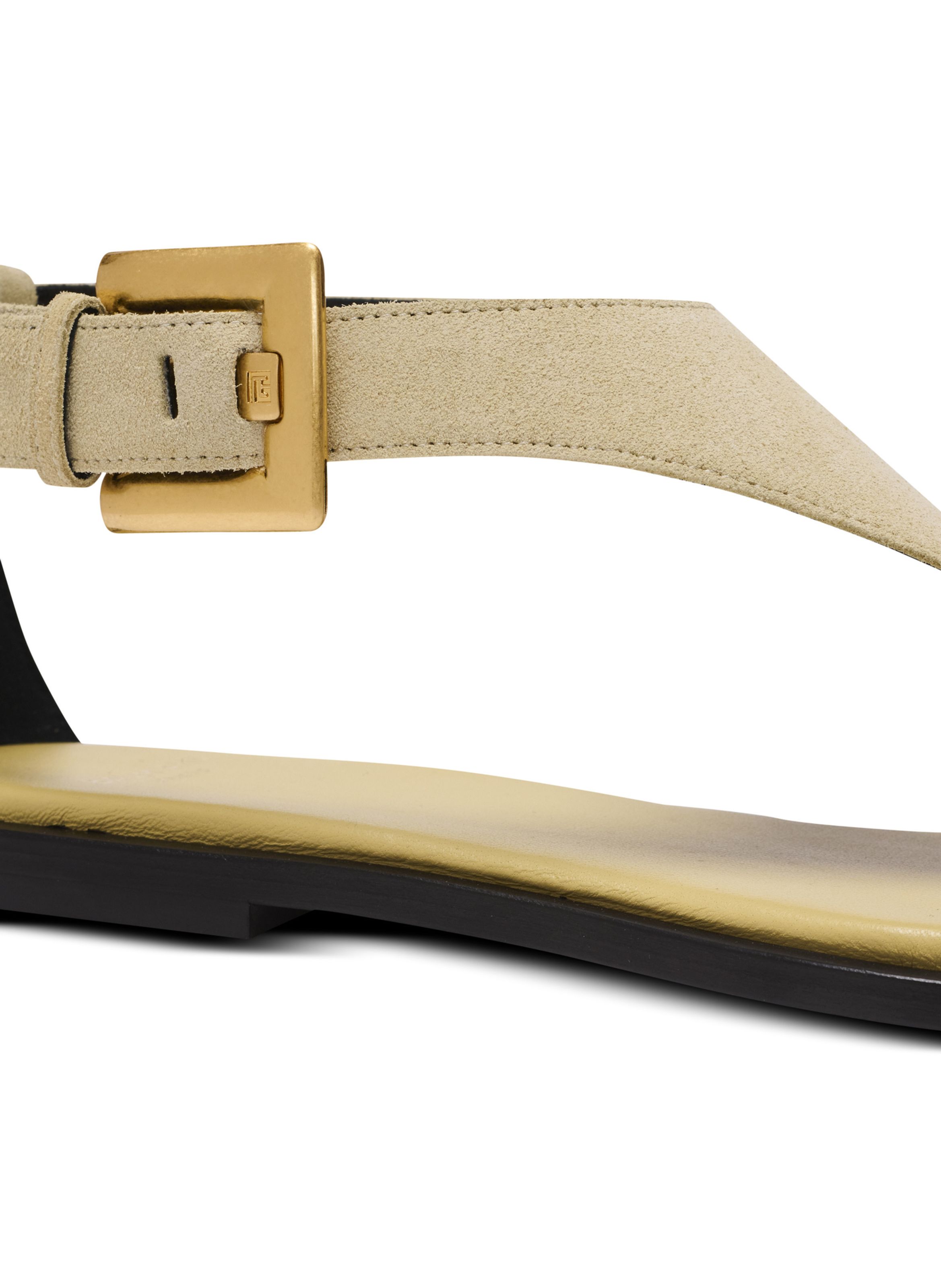 Sandales plates entre-doigts anthem en daim BALMAIN Beige