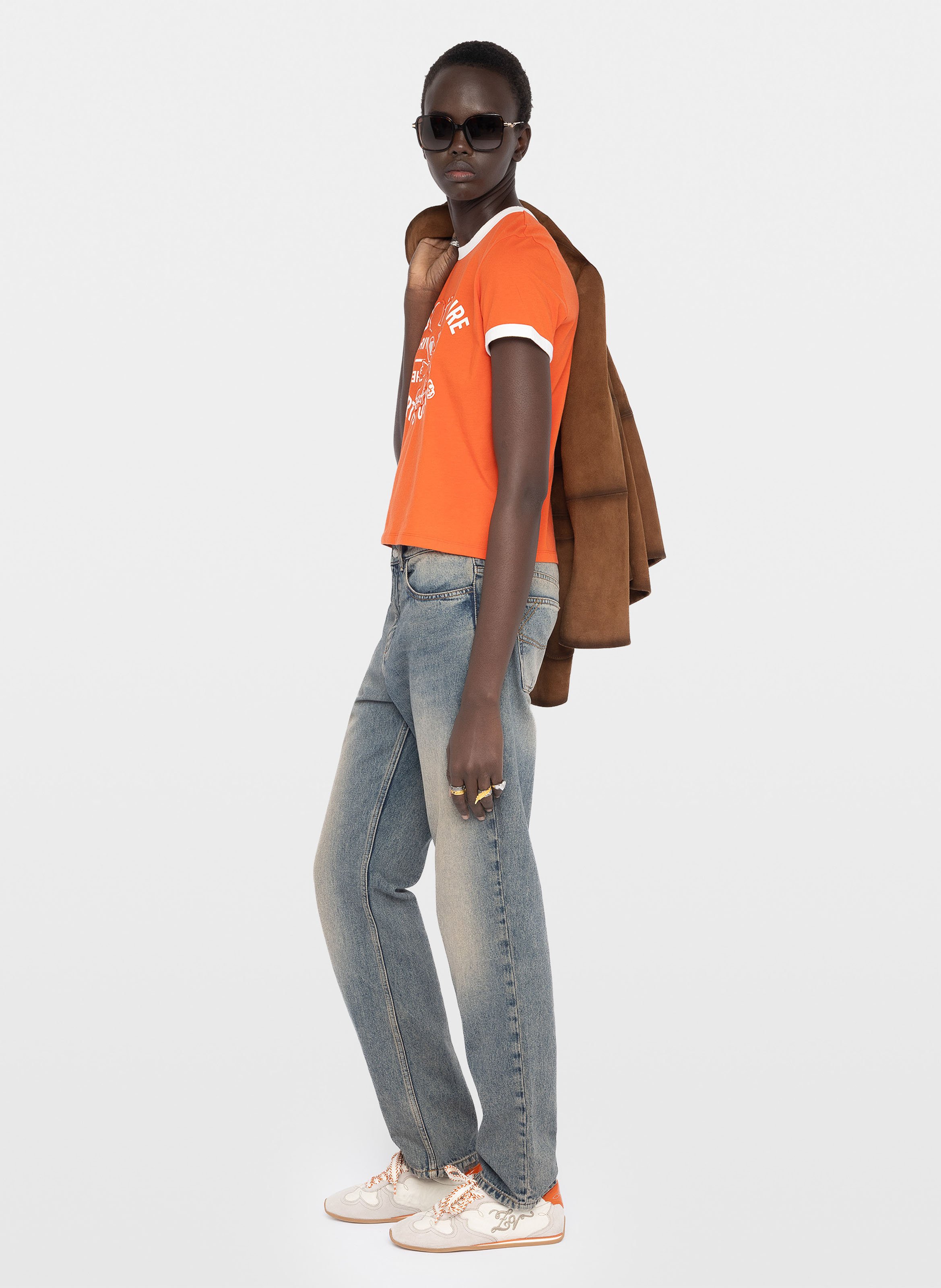 Tee-shirt col rond manches courtes imprimé woos ZADIG&VOLTAIRE Orange