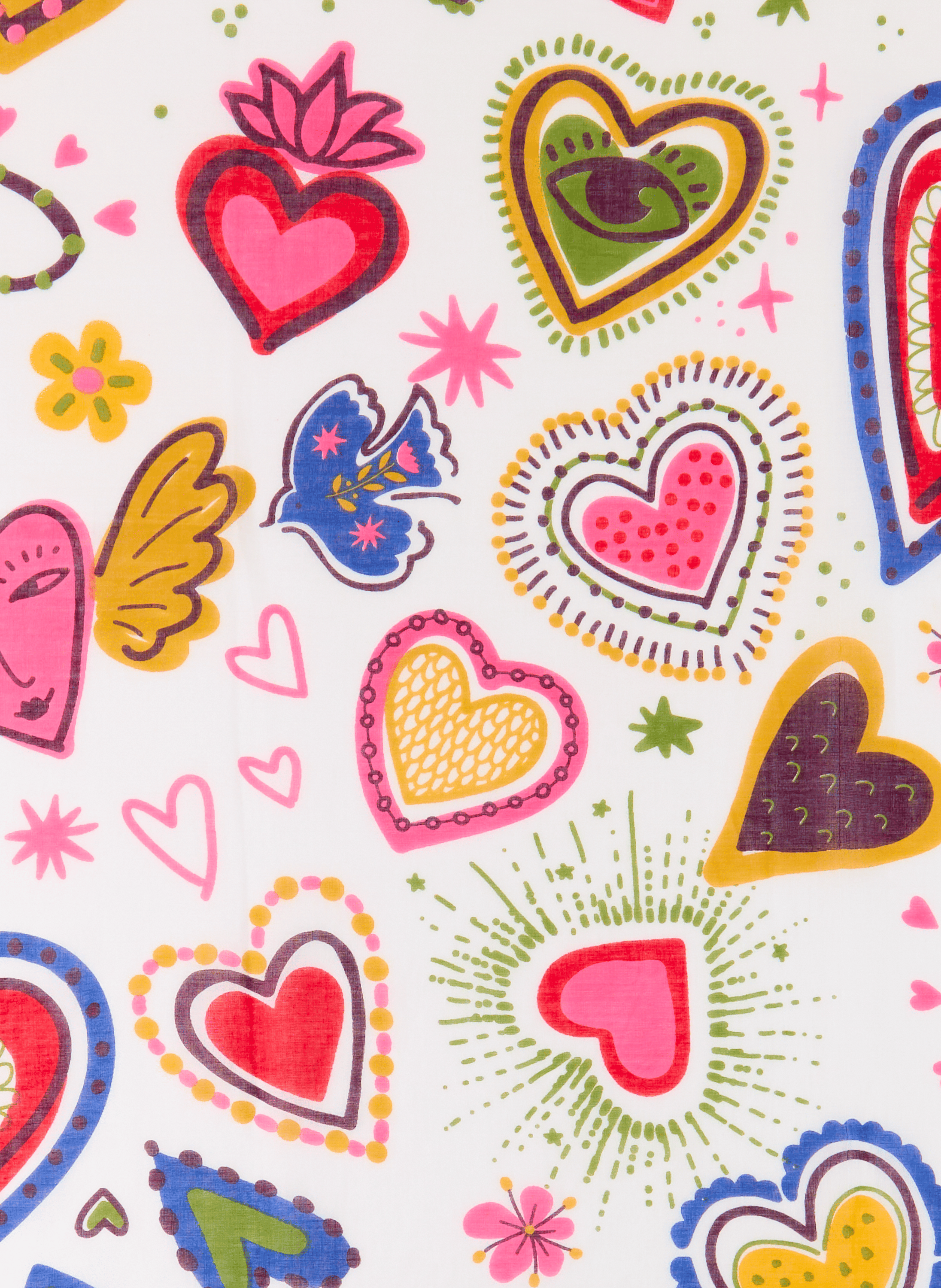 Square Stole Happy Hearts in Cotton AU PRINTEMPS PARIS Multicolour