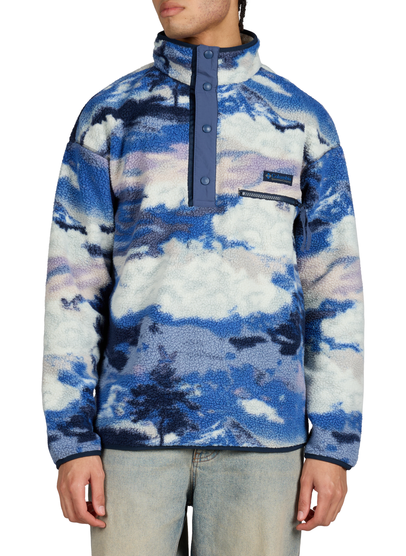 Helvetia printed fleece COLUMBIA Blue
