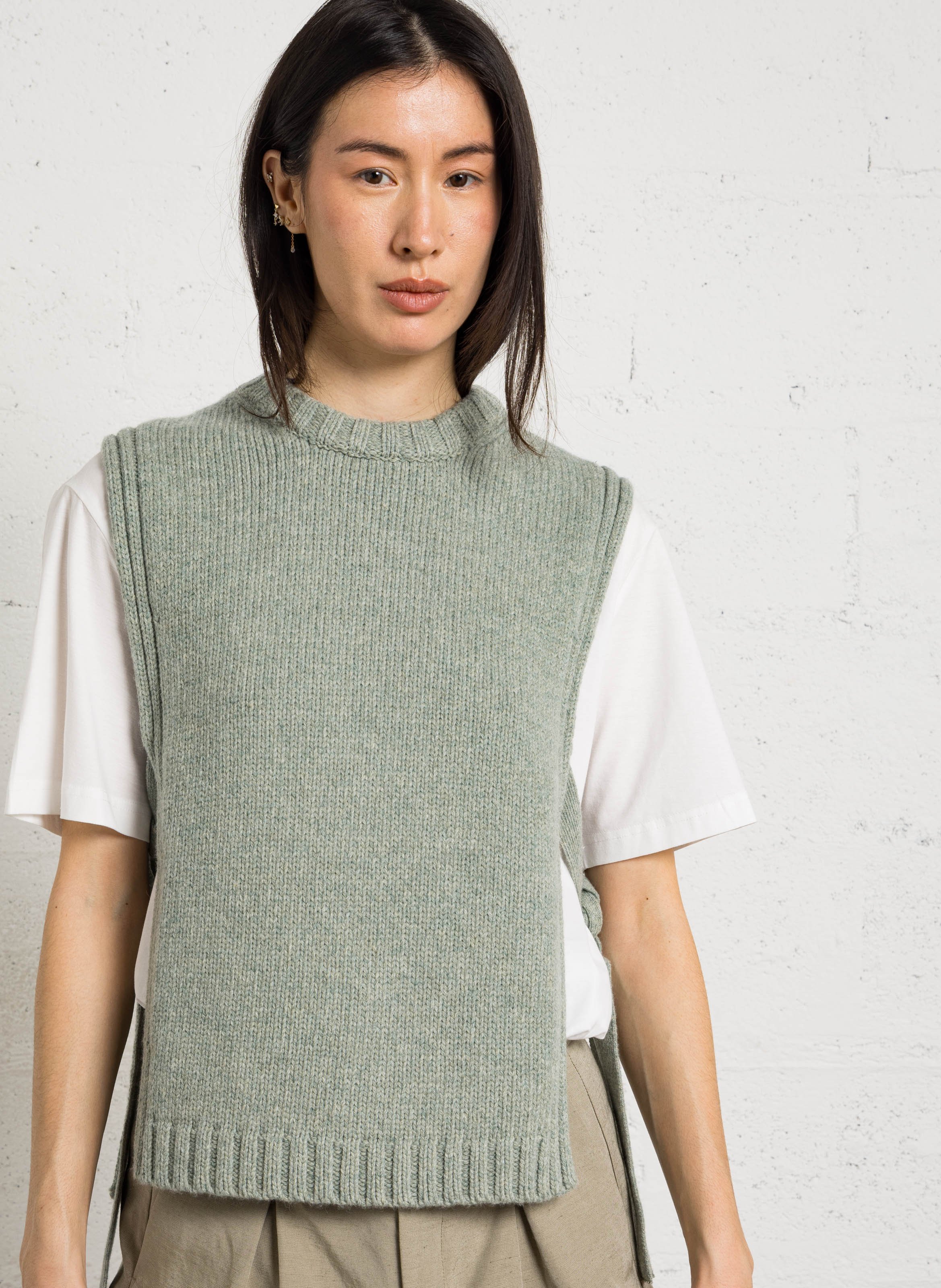 Plastron col rond en laine uzel SOEUR Bleu