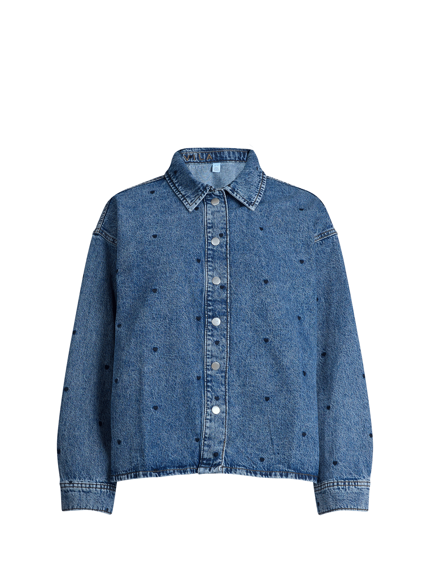 Veste denim broderie coeur en coton mélangé VILA Bleu