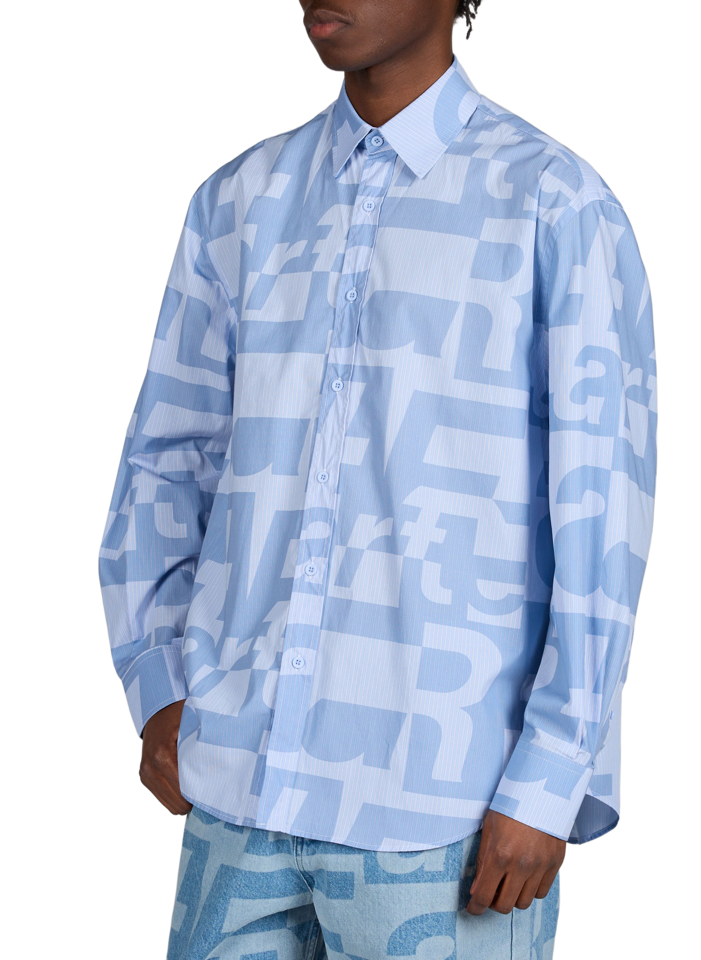 Shirt with all-over number print in cotton ARTE ANTWERP Blue