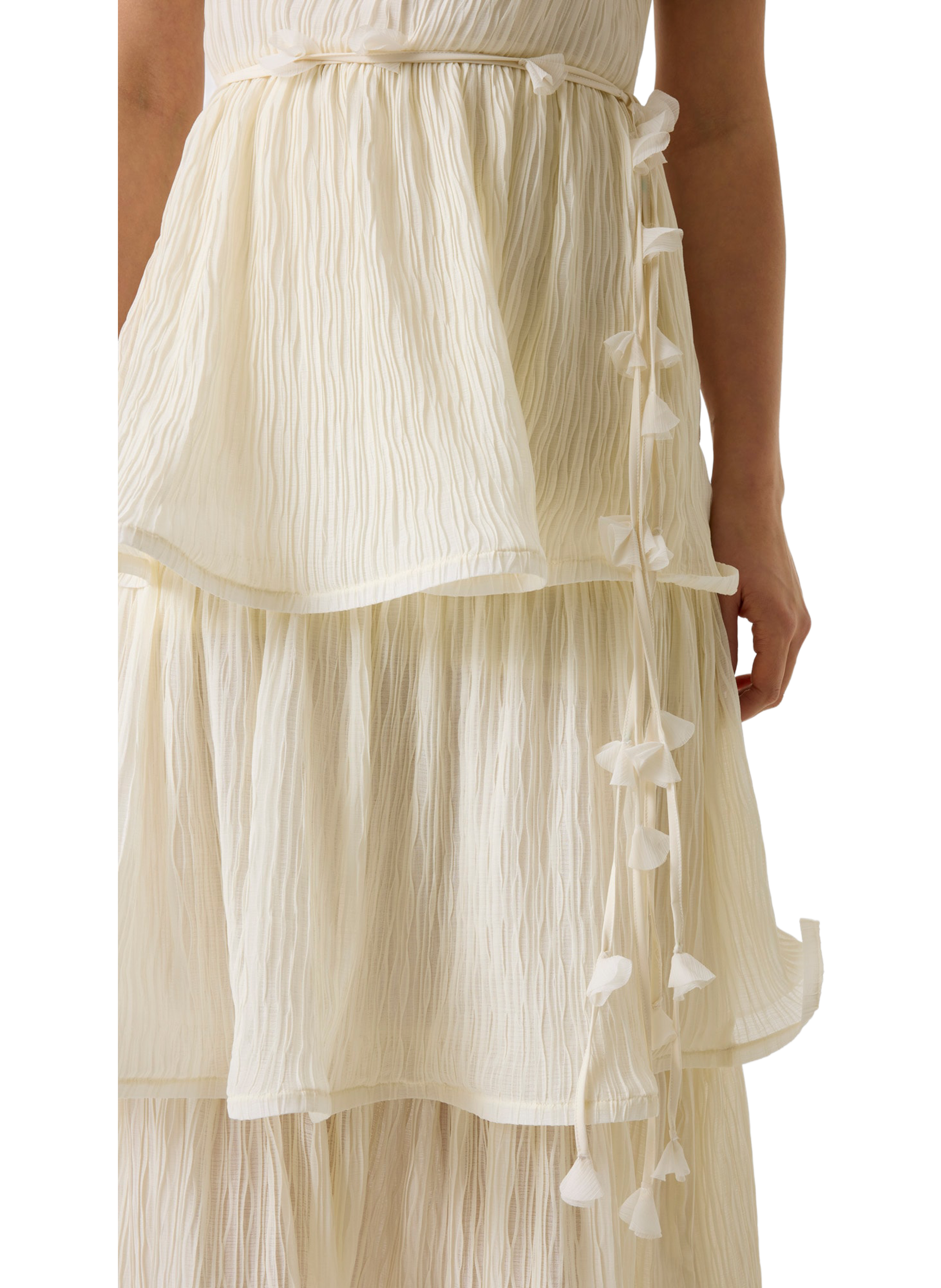 Jurk met fijne bandjes en ruches GUESS Beige