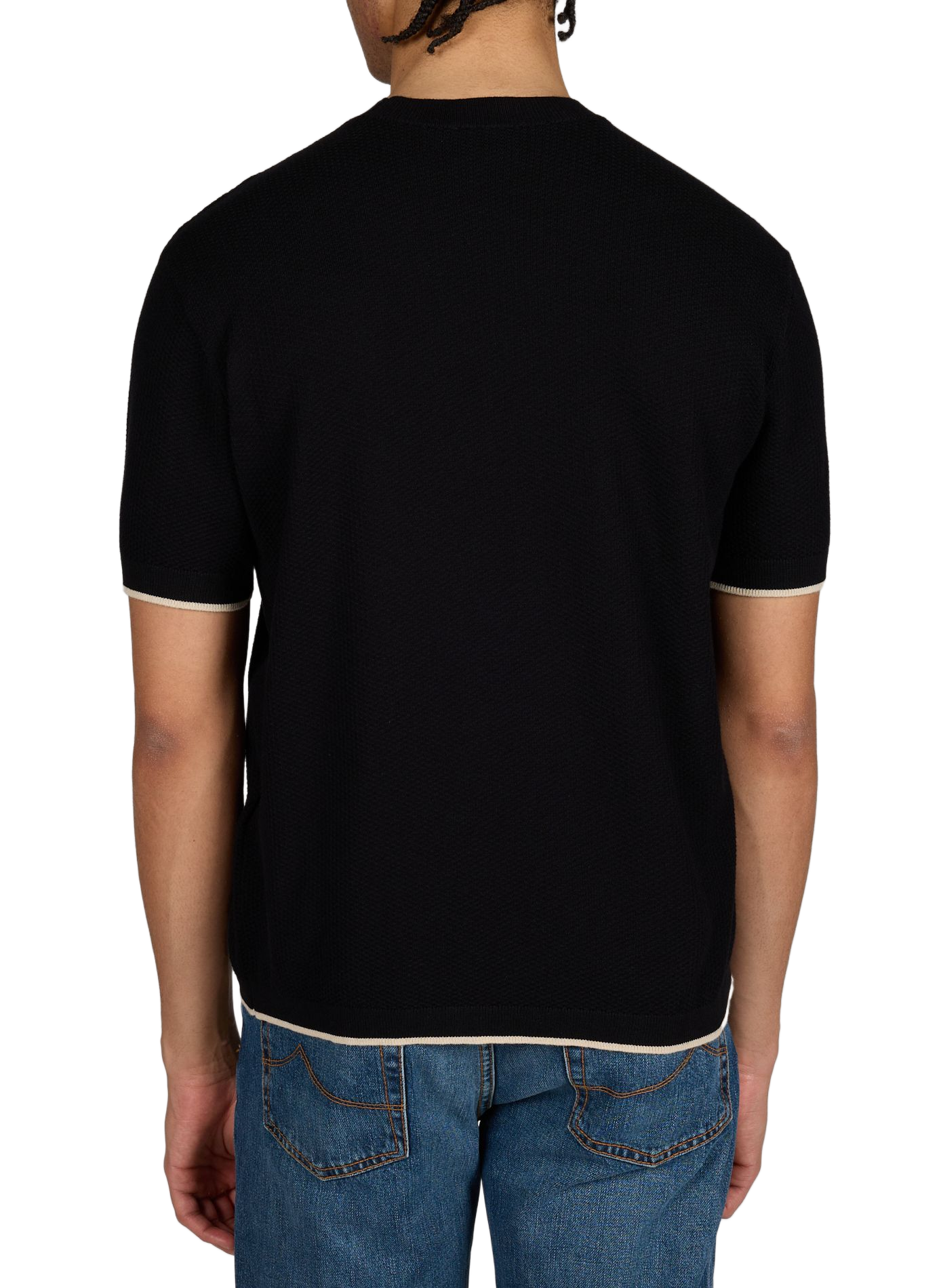 Round neck piqué cotton t-shirt EMPORIO ARMANI Blue