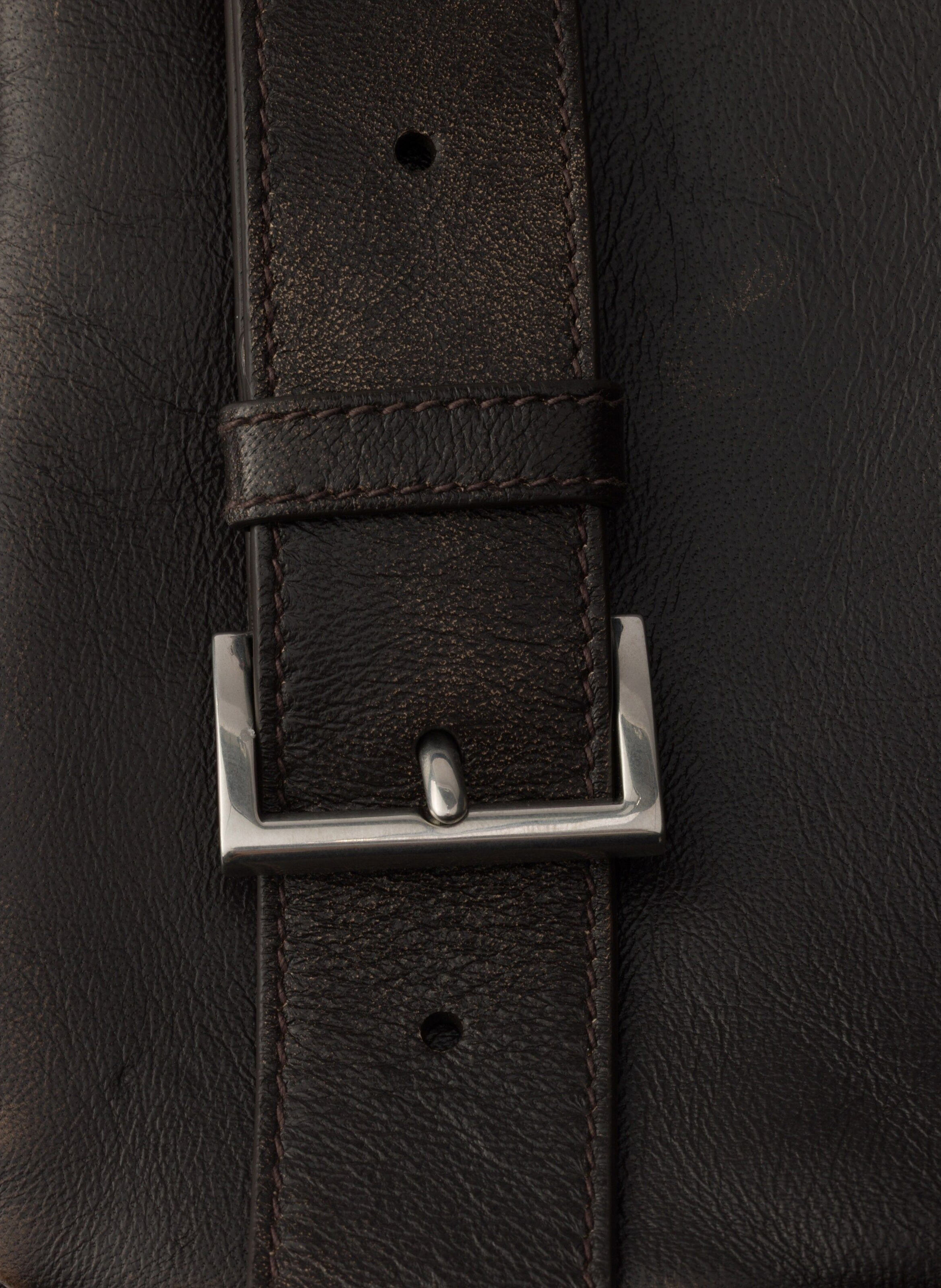 Sac porté épaule en cuir nappa vieilli Marron