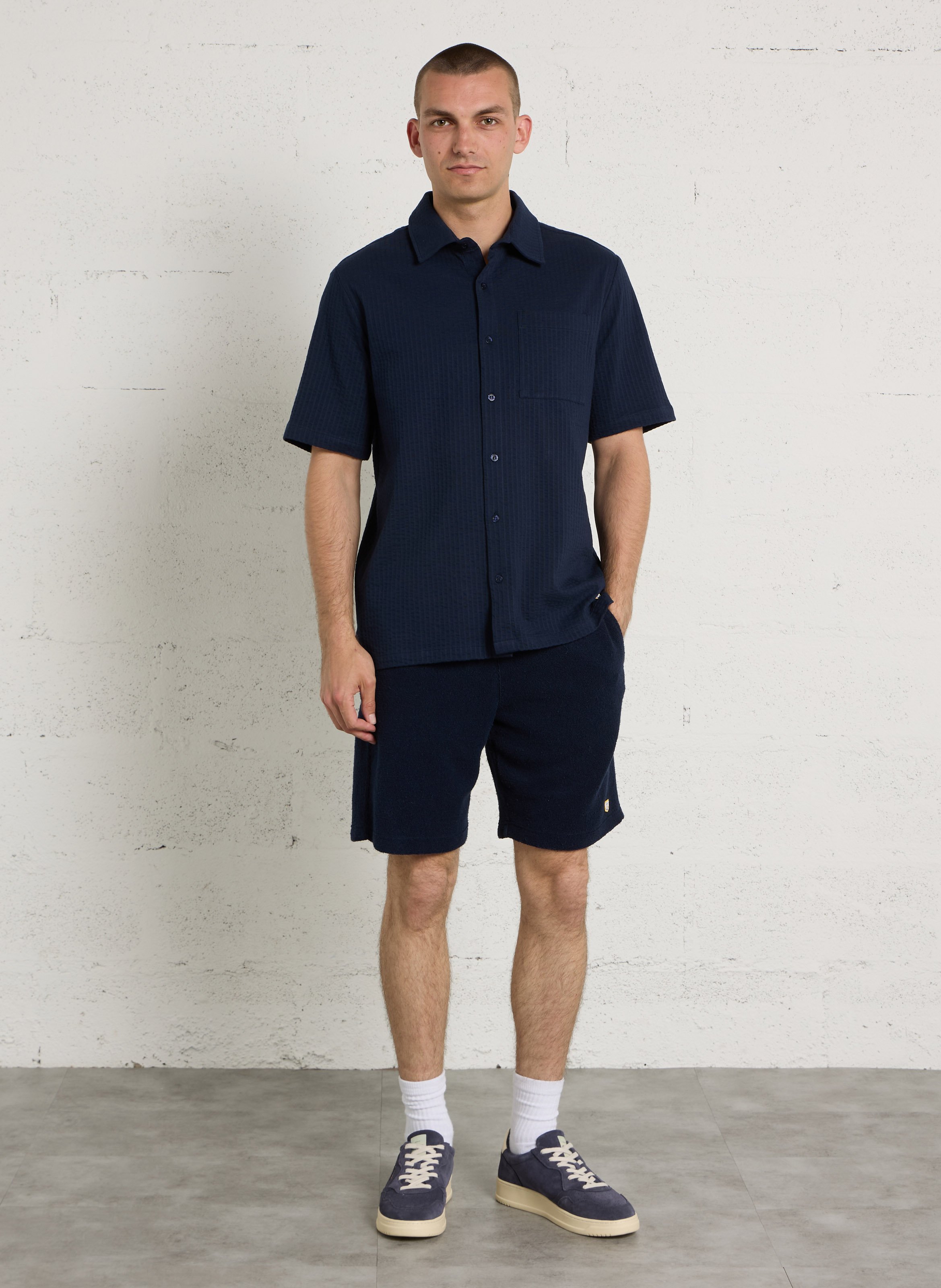 Chemise droite col classique en coton ARMOR-LUX Bleu