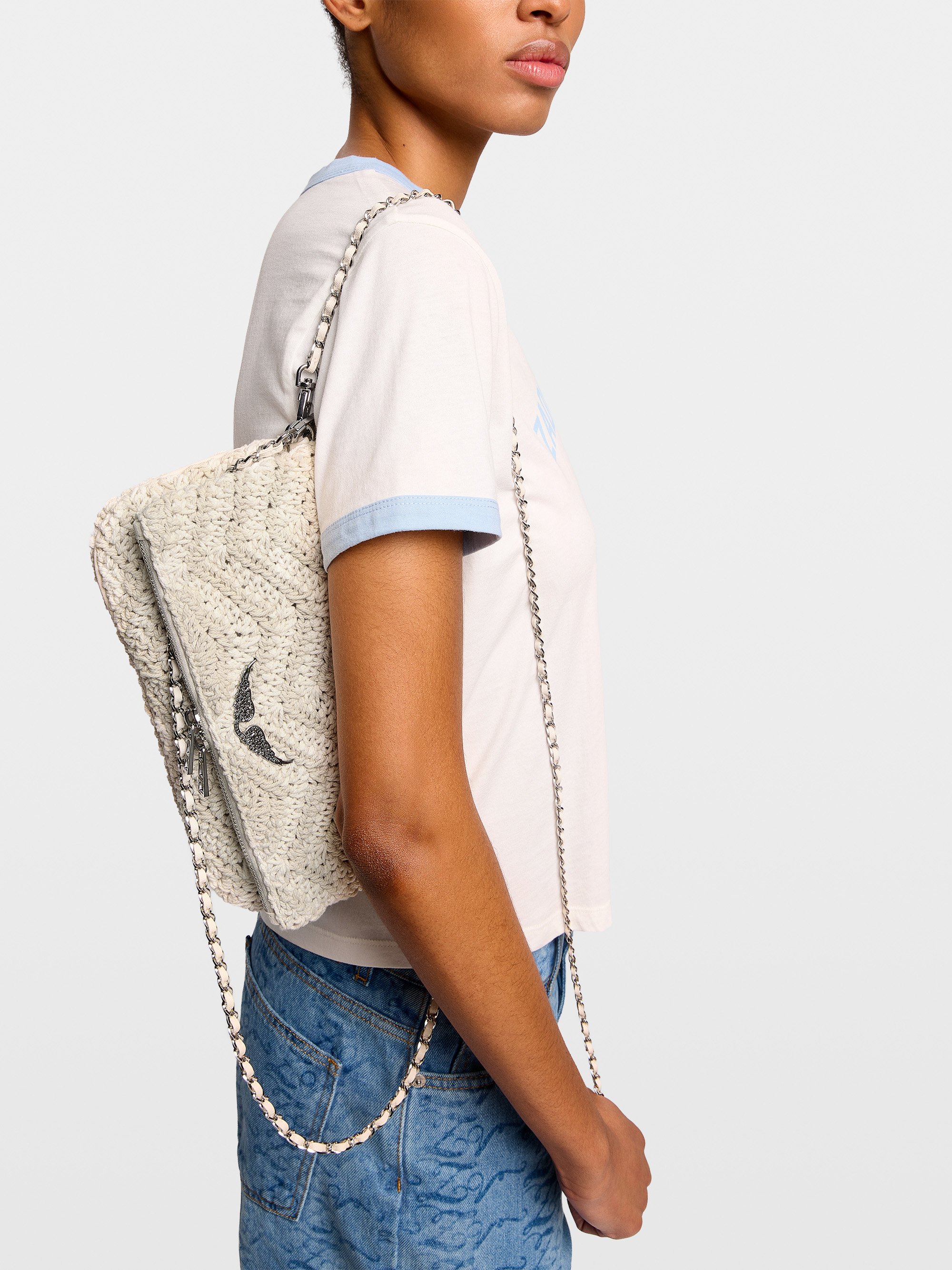 Pochette en coton macramé rock ZADIG&VOLTAIRE Wit