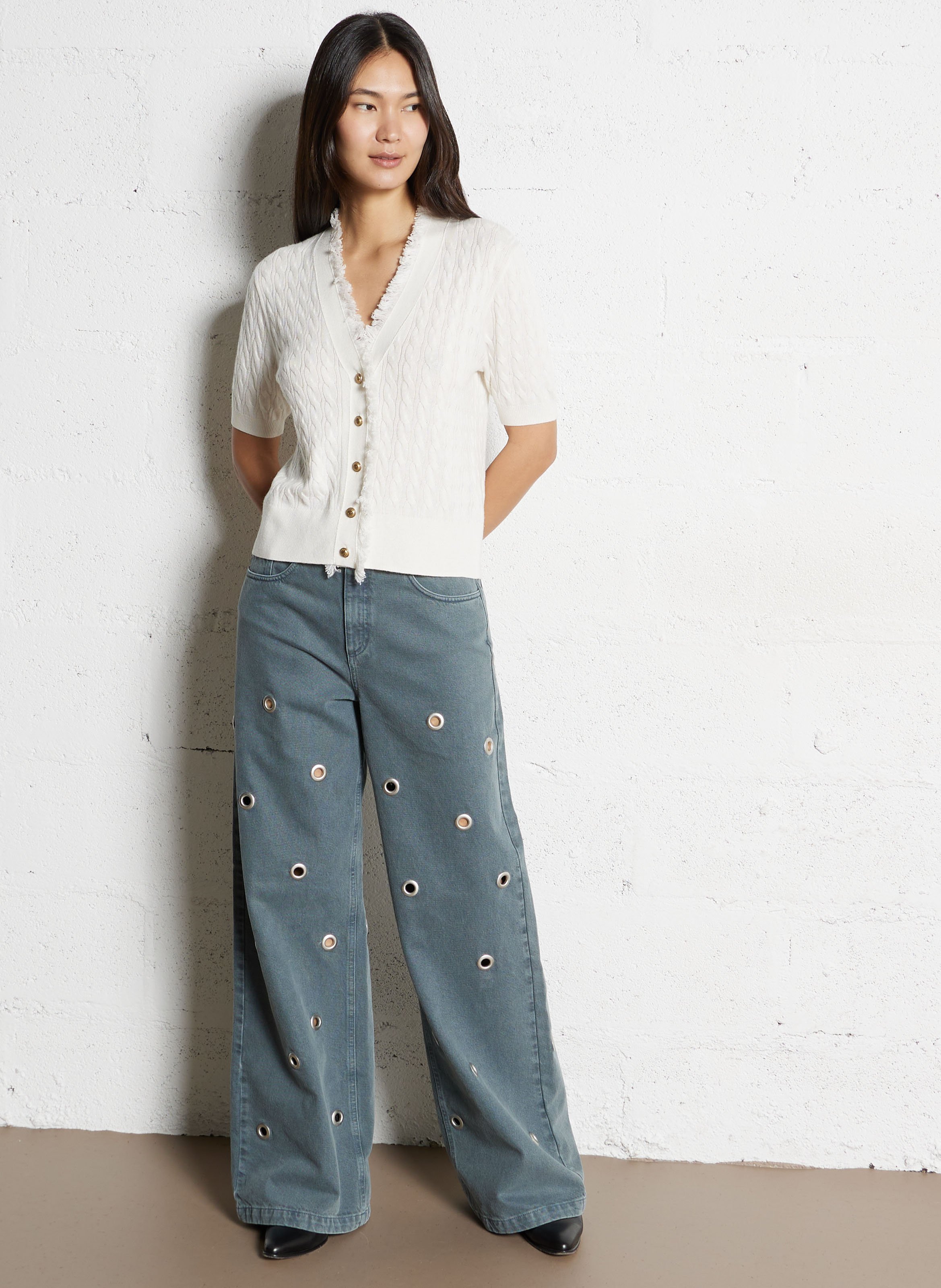 Jean large taille haute en coton mila IKKS Bleu