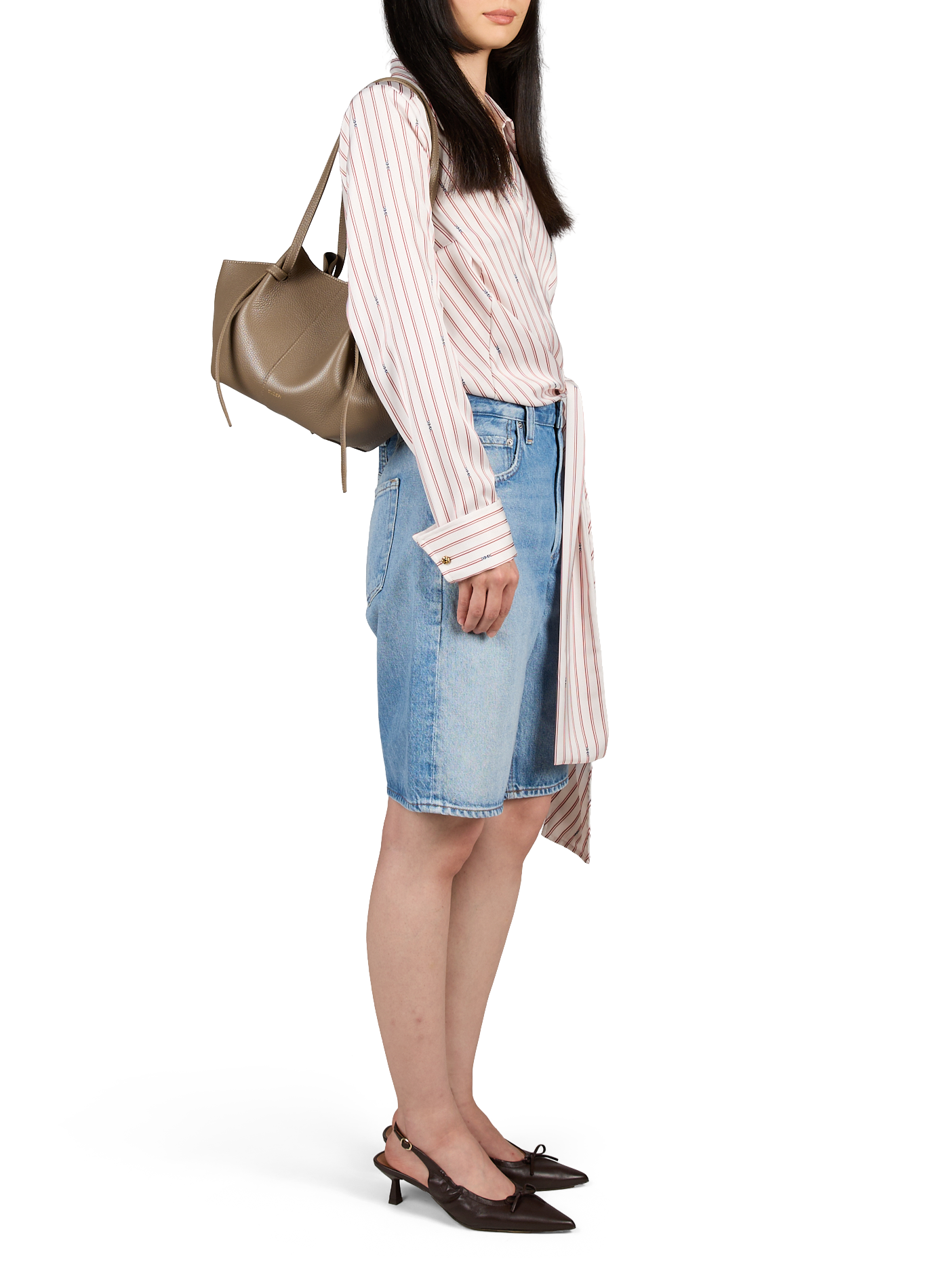 Leather baguette bag YUZEFI Beige