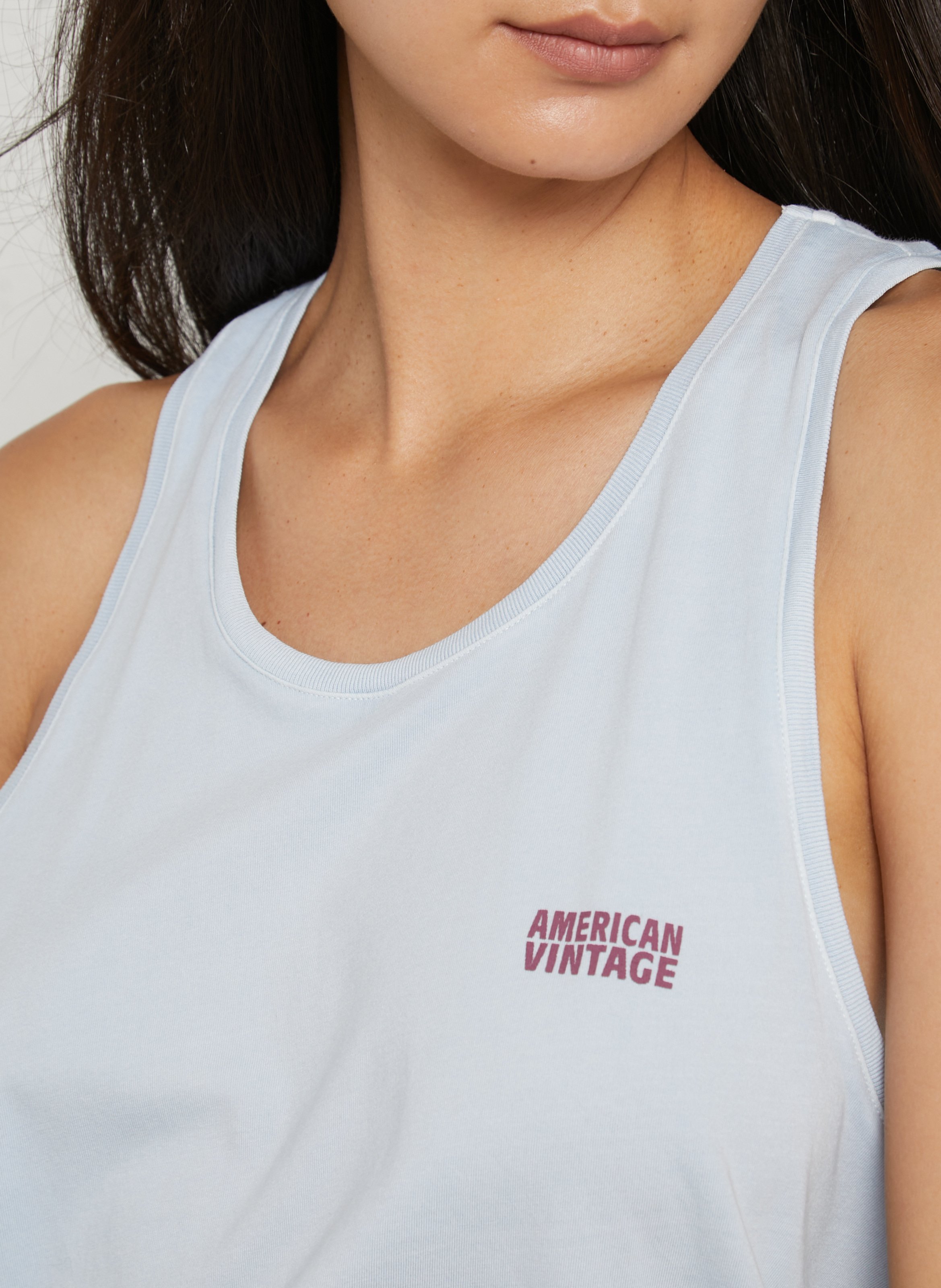 Débardeur droit col rond uni pymaz | Bleu AMERICAN VINTAGE Femme