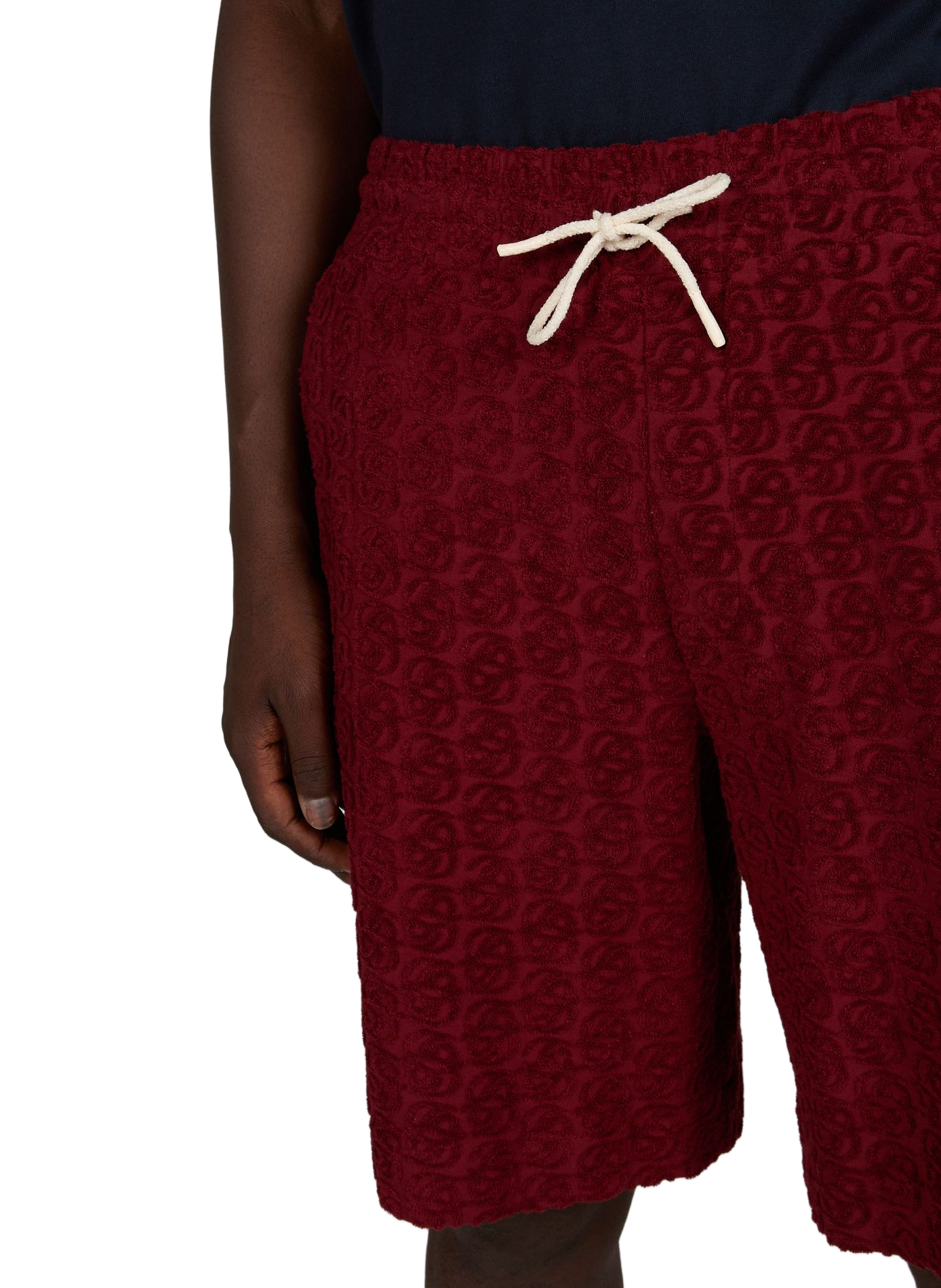 Short éponge à logo jacquard en coton DROLE DE MONSIEUR Rouge