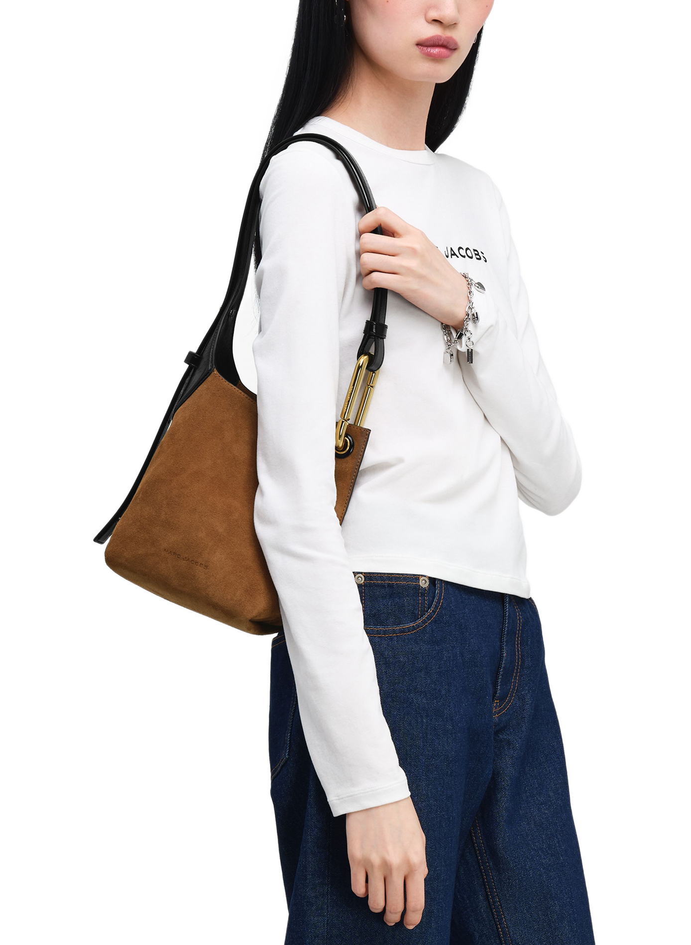 The Scene Small Bucket shoulder bag in suede leather MARC JACOBS Brown