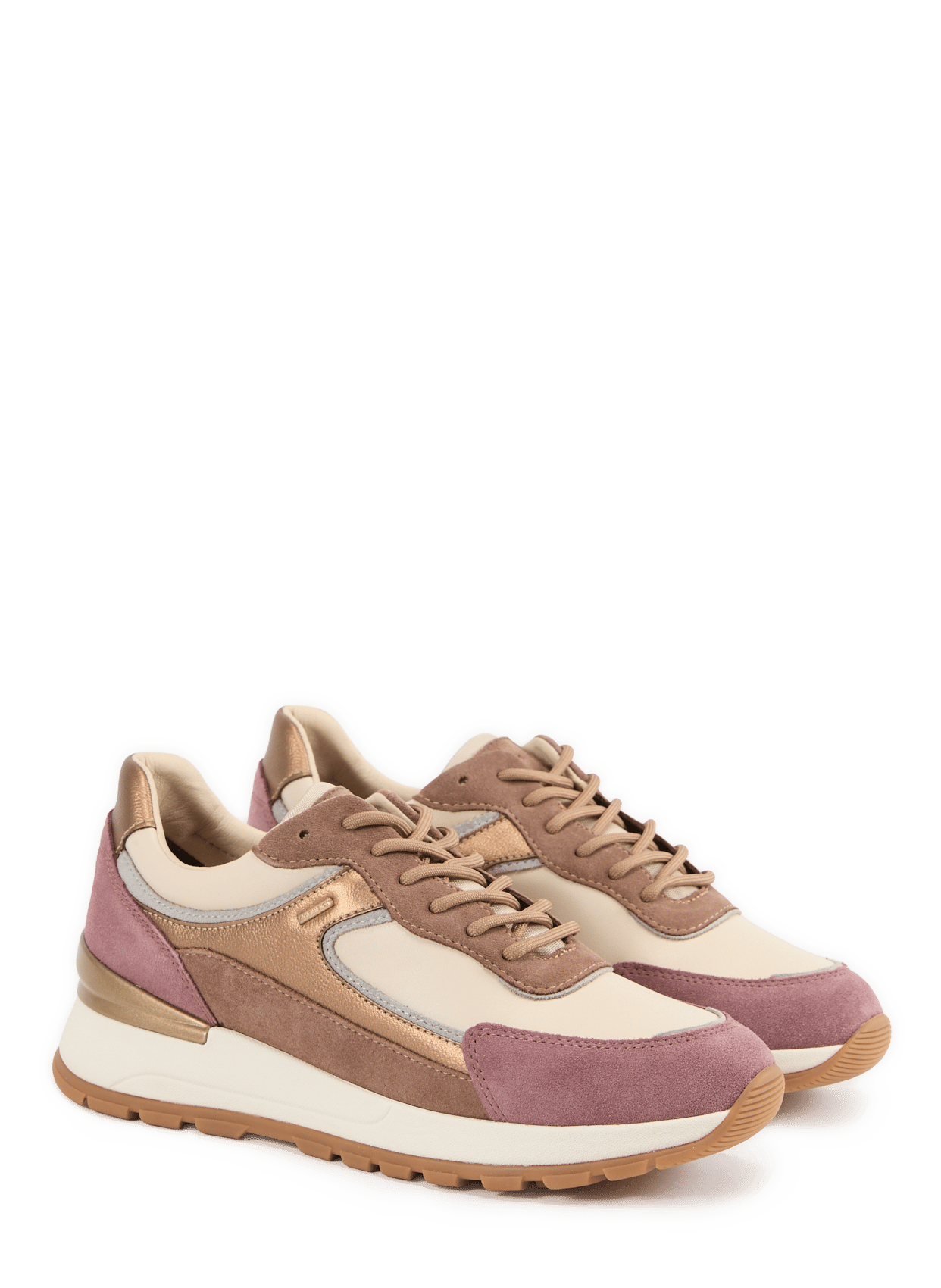 Mixed leather low-top sneakers GEOX Multicolour