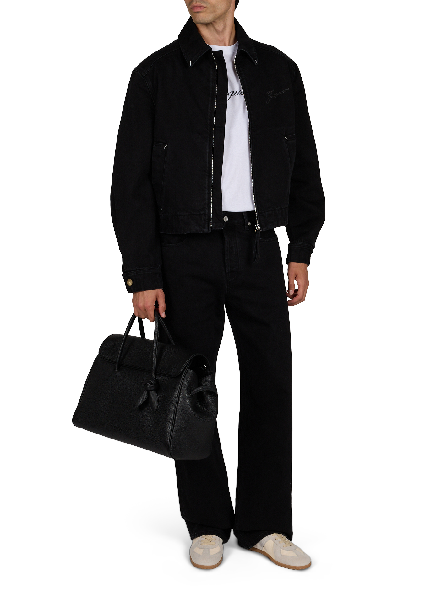 Mixed linen denim jacket JACQUEMUS Black