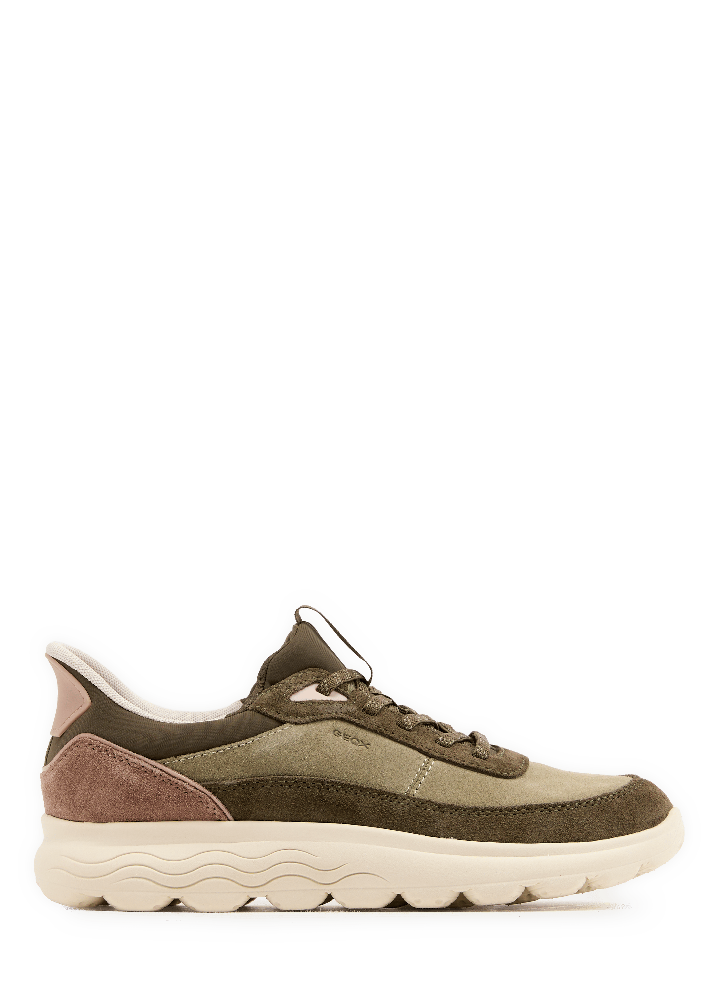 Flache Sneaker SPHERICA PLUS WOMAN aus gemischtem Leder. GEOX Khaki