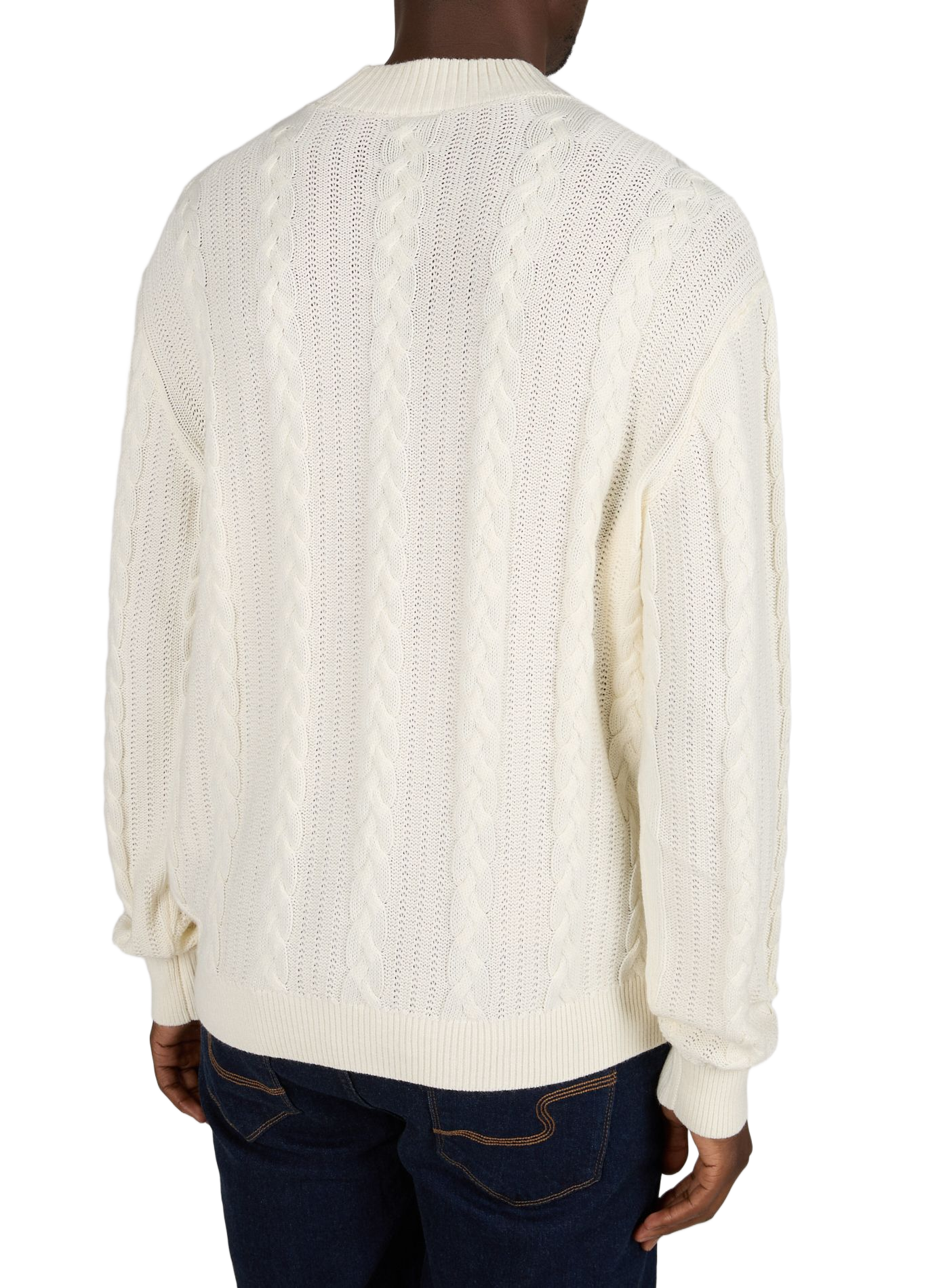 Round neck sweater in braided knit ARMANI EXCHANGE White