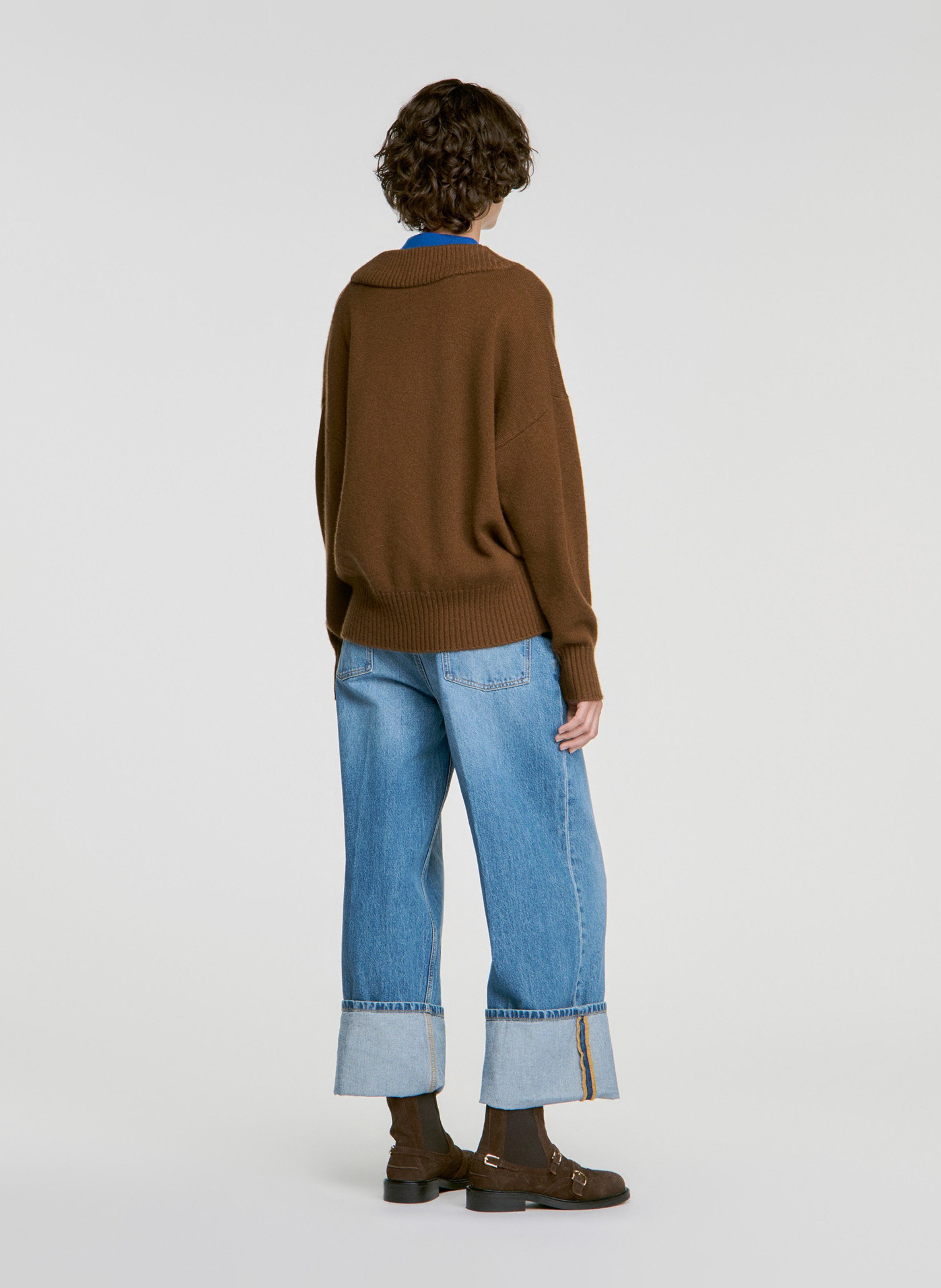 Pull oversize en laine et cachemire SANDRO Marron