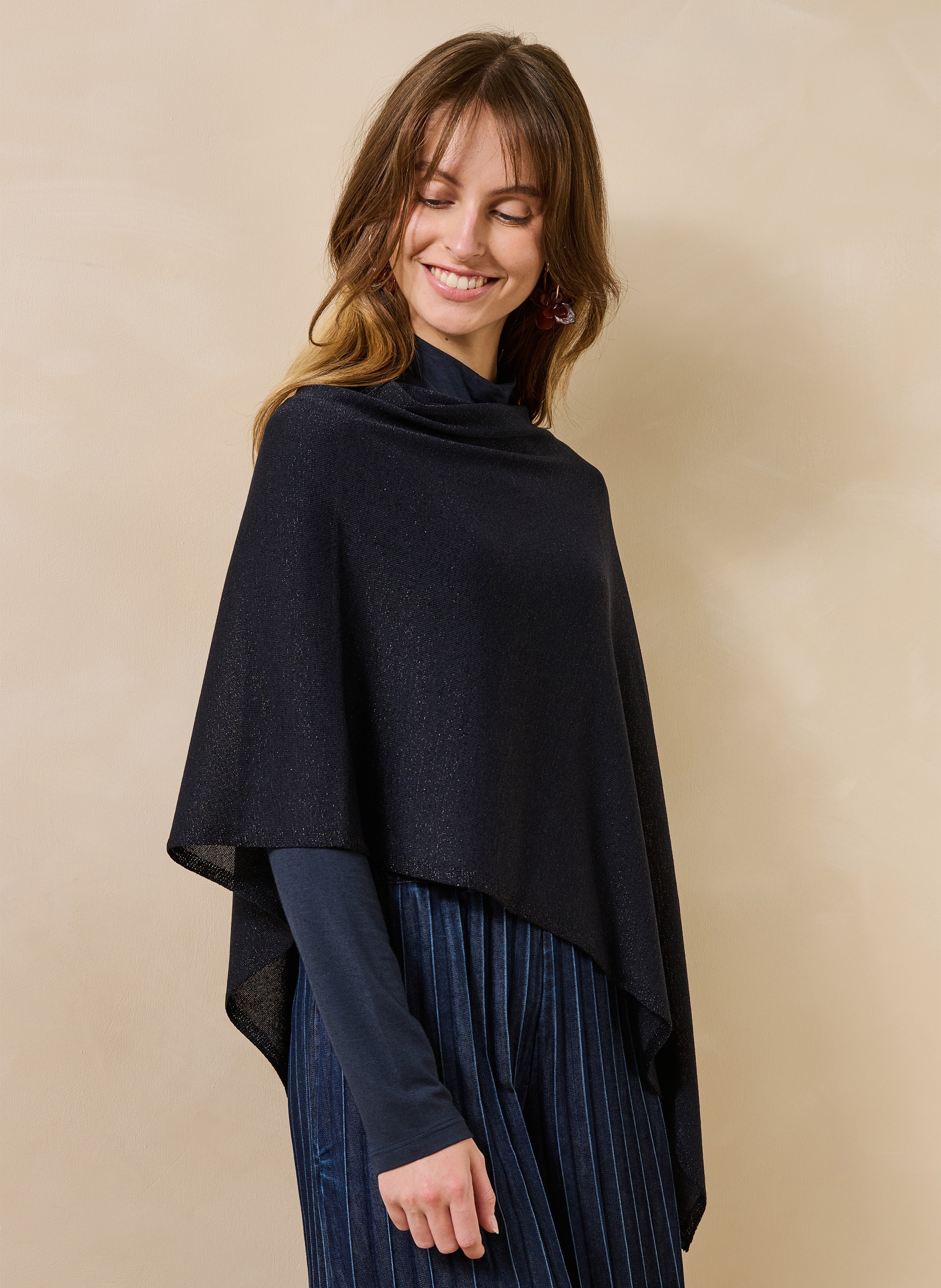 Poncho met iriserende glans LA FEE MARABOUTEE Blauw