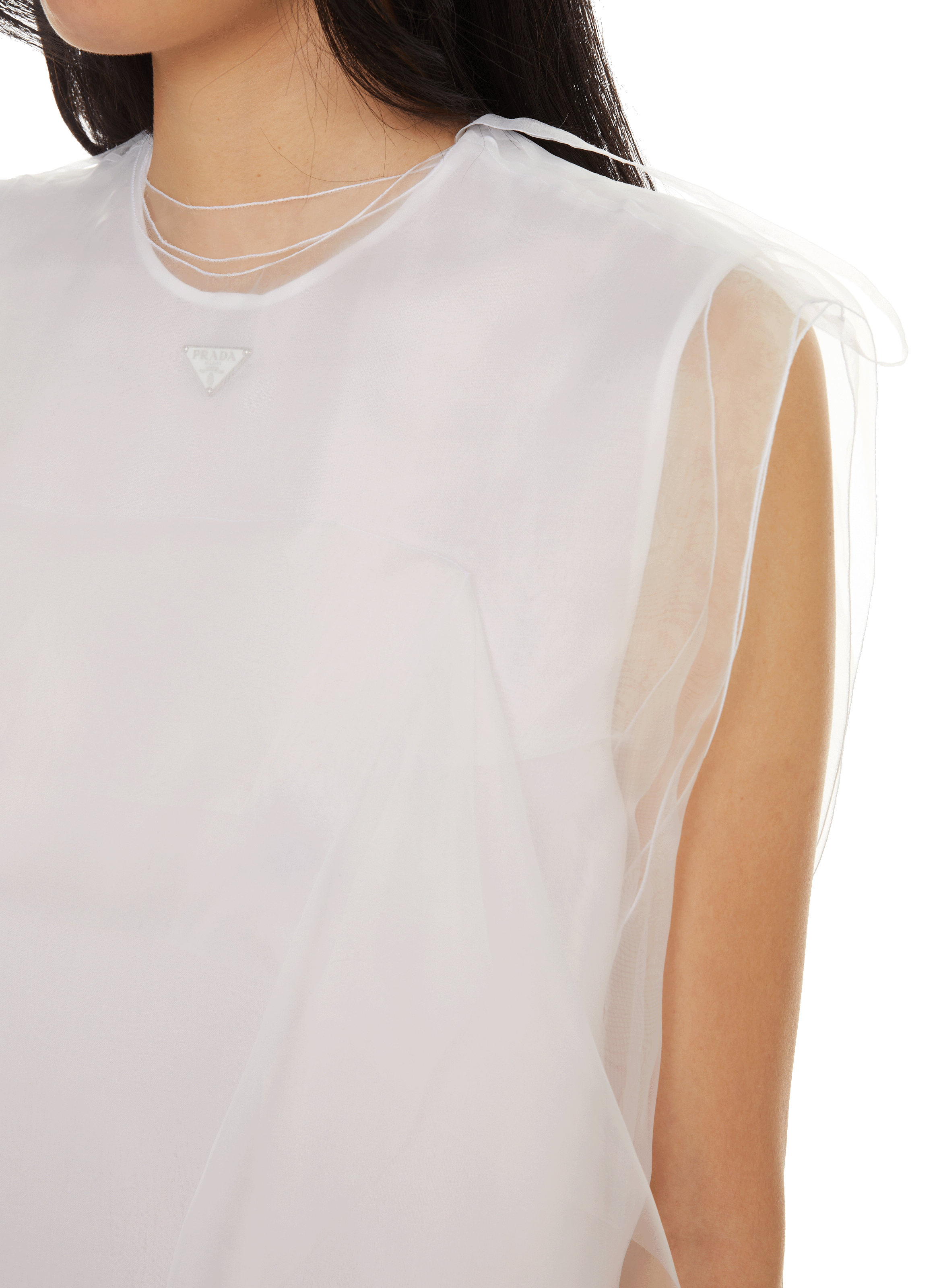 Robe midi voile en soie PRADA Blanc