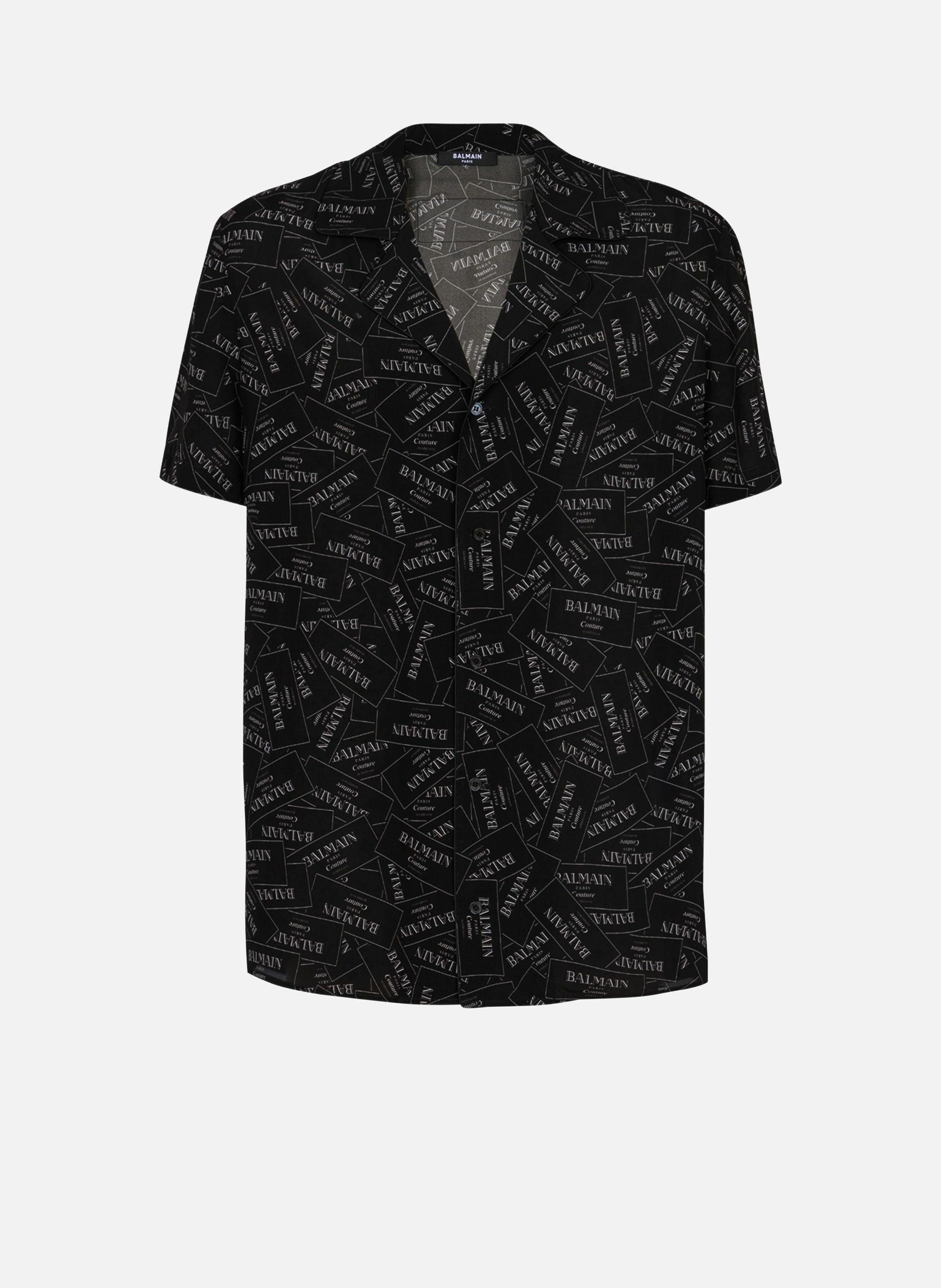 Chemise pyjama imprimée étiquette balmain all-over BALMAIN Noir